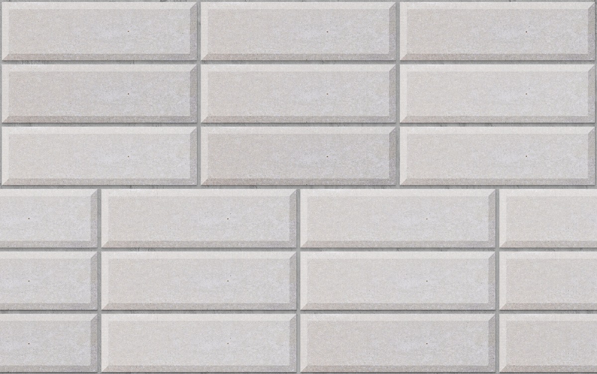 A seamless brick texture with white matte porcelain brick units arranged in a Triple Stretcher pattern