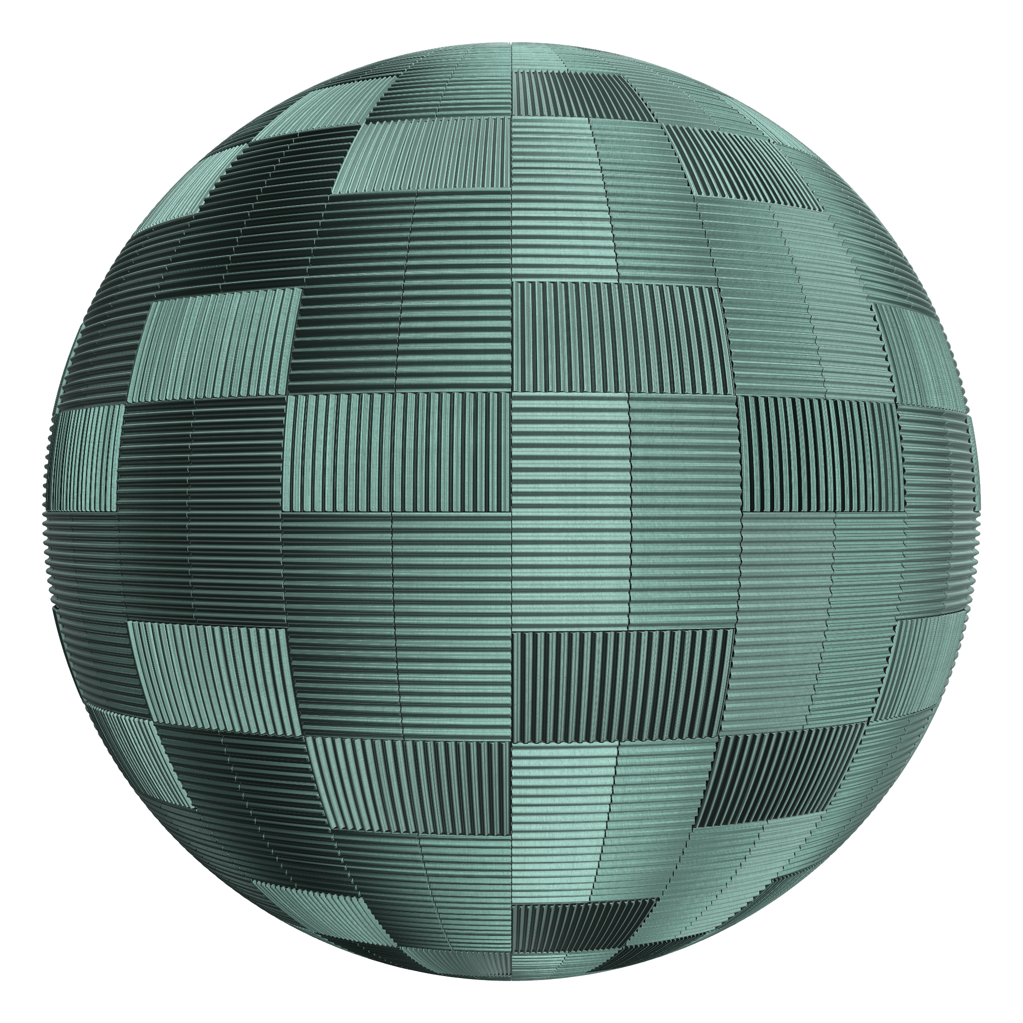 3D sphere preview of Corrugated Green Aluminium, Single Basketweave seamless texture