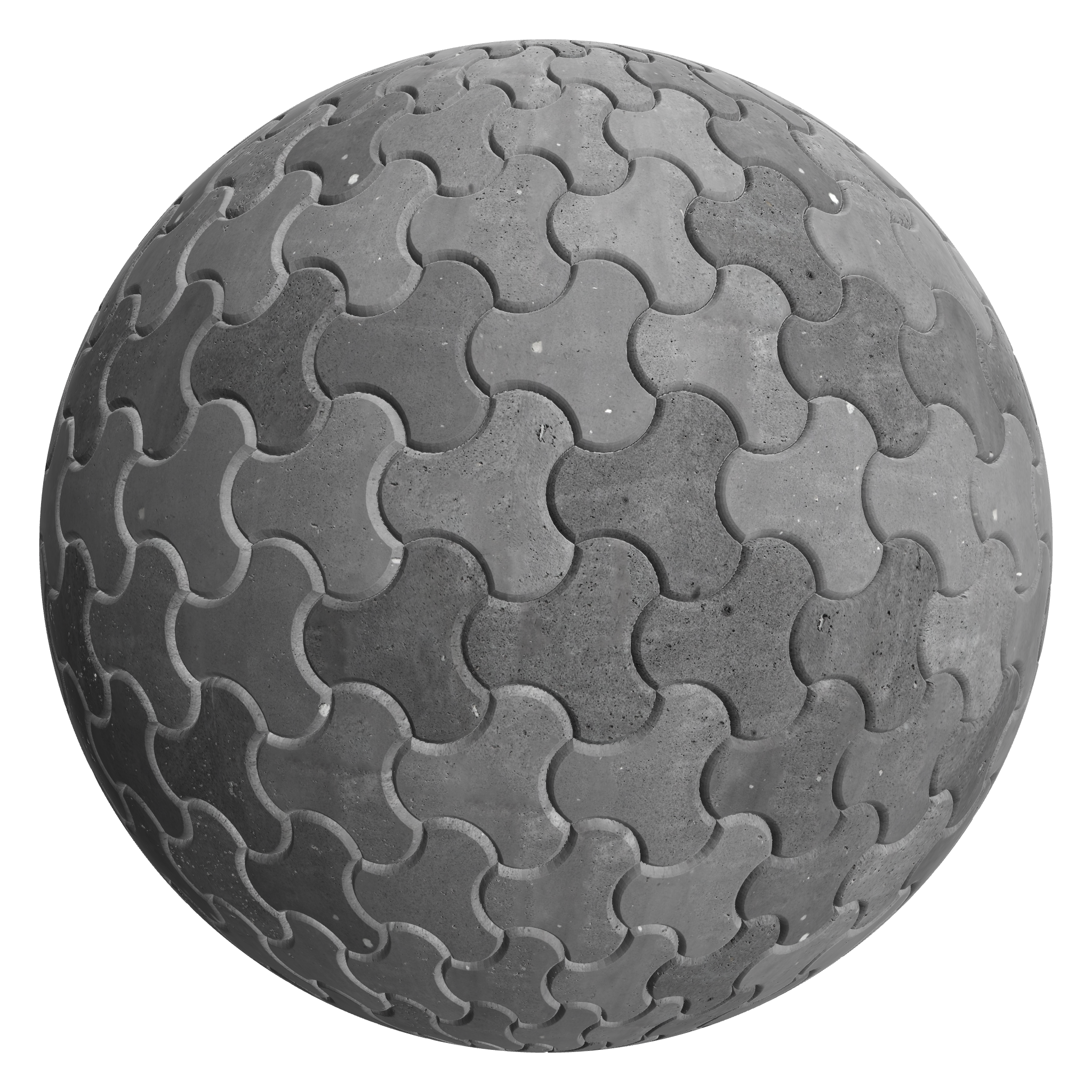 3D sphere preview of Basalt, Propeller Pavers seamless texture