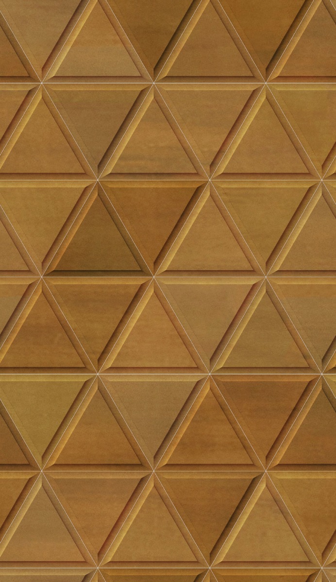 A seamless metal texture with bronze sheets arranged in a Isosceles pattern