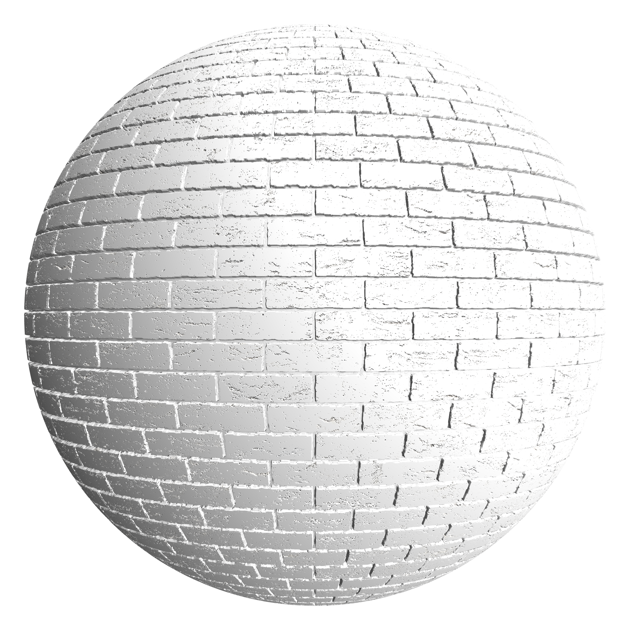 3D sphere preview of White Painted Brick, Stretcher seamless texture