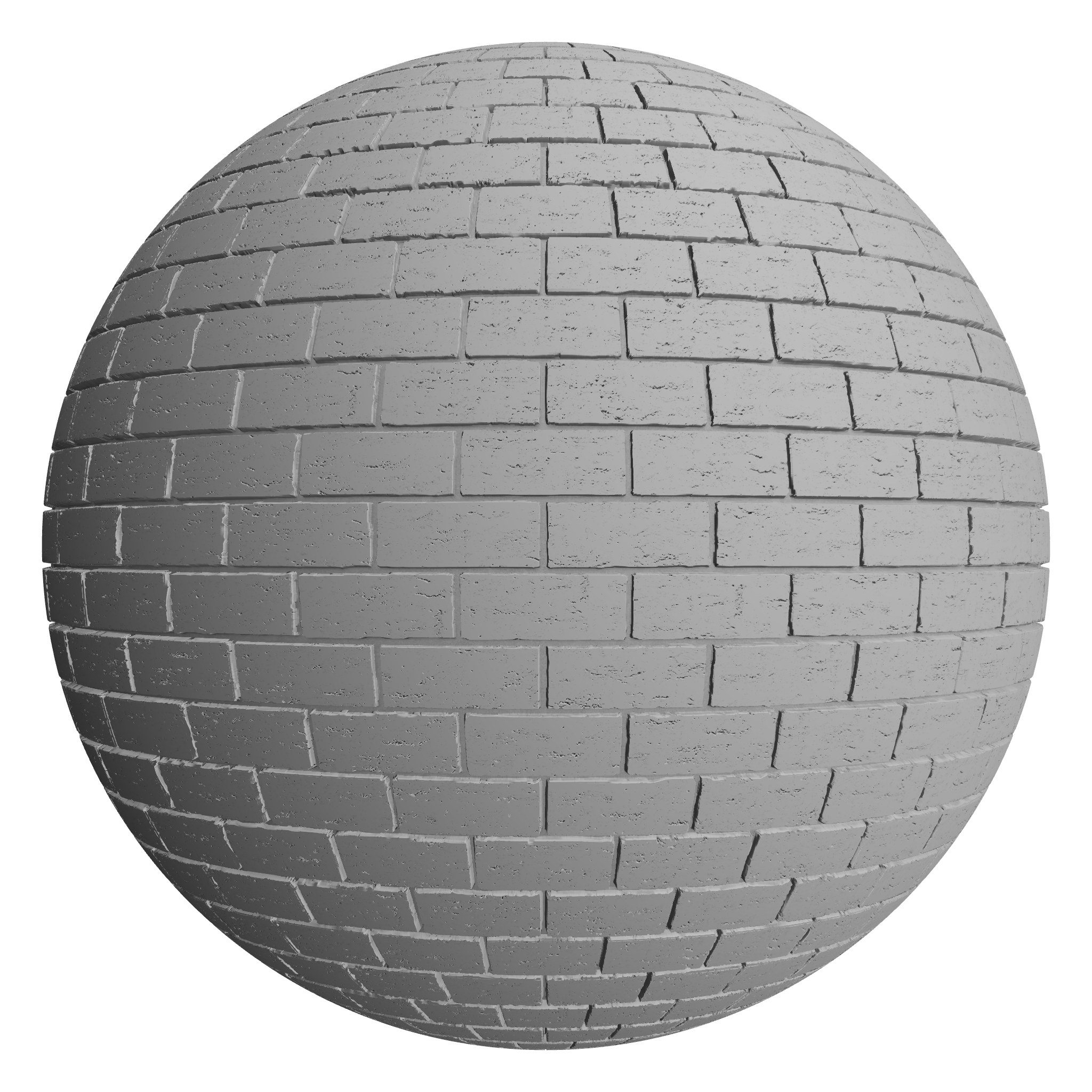 3D sphere preview of Grey Painted Brick, Stretcher seamless texture