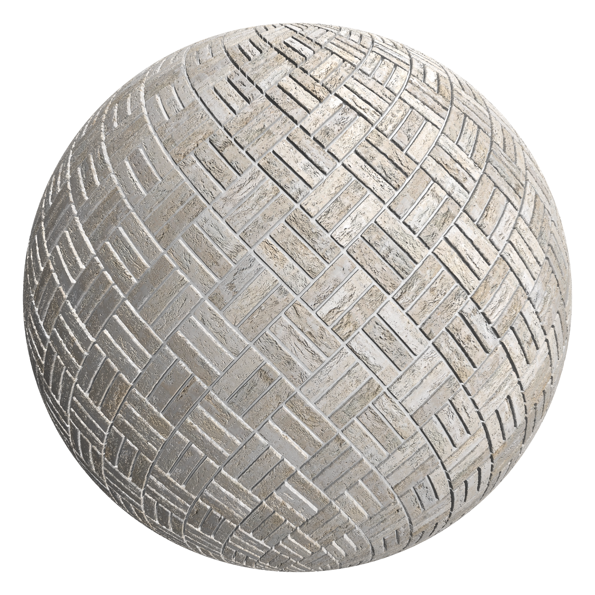 3D sphere preview of Buff, Triple Herringbone seamless texture