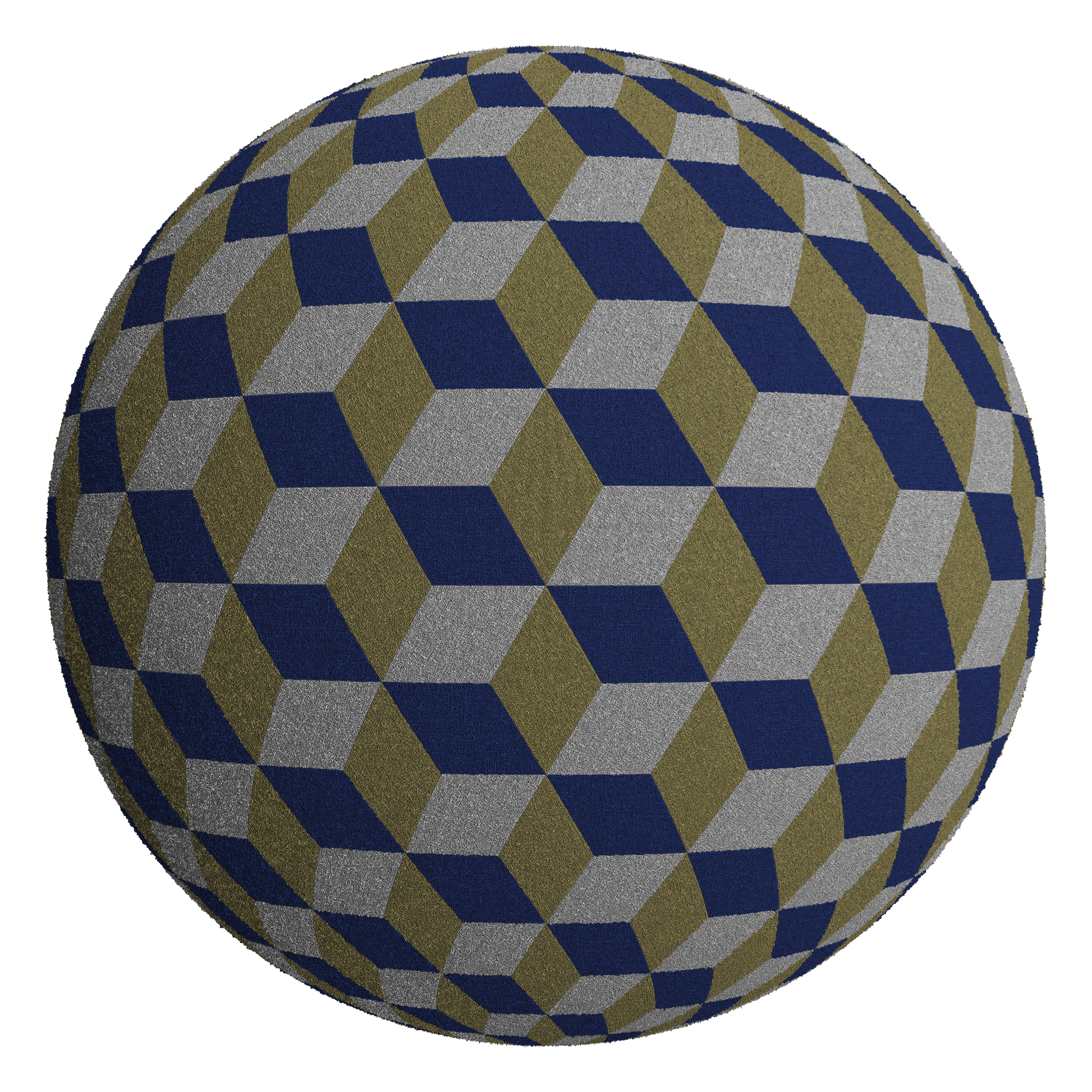 3D sphere preview of Multicoloured Cube Fabric seamless texture