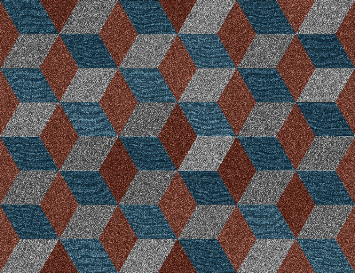 A seamless fabric texture with charcoal fabric units arranged in a Cubic pattern