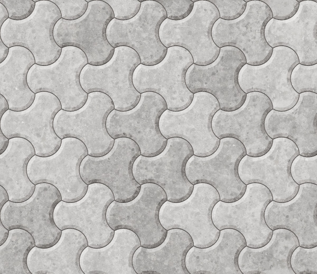 A seamless concrete texture with concrete blocks arranged in a Propeller Pavers pattern