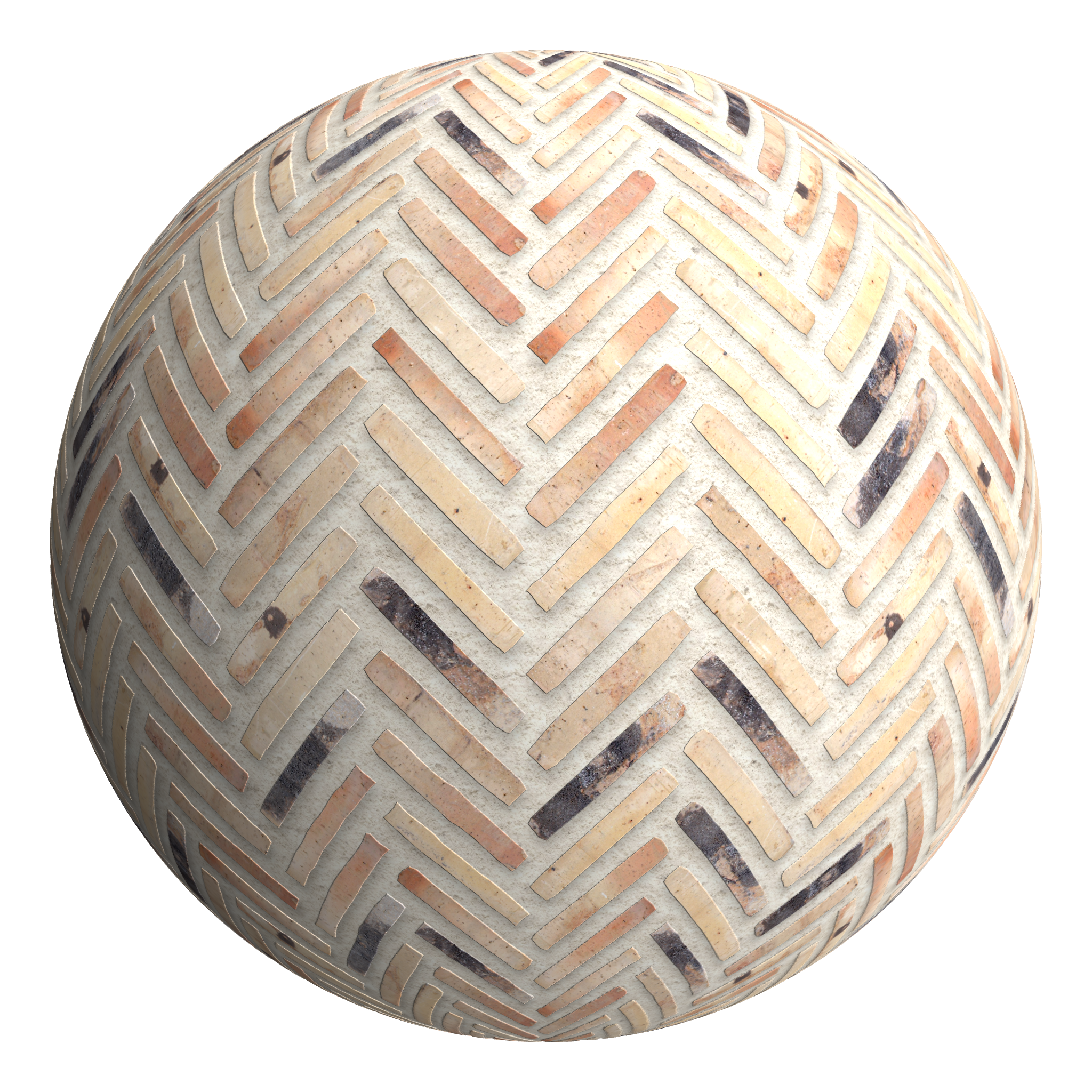 3D sphere preview of St Bonifatius Brick, Herringbone seamless texture