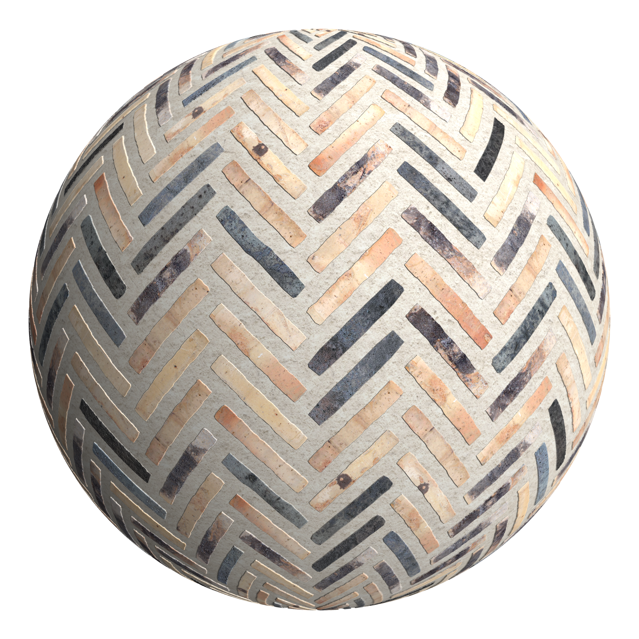 3D sphere preview of St Bonifatius Brick, Herringbone seamless texture