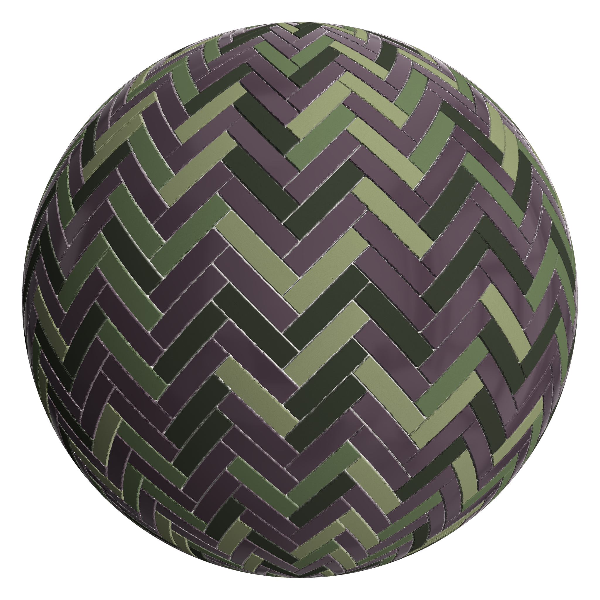 3D sphere preview of Aubergine and Olive Crazing Tiles, Herringbone seamless texture