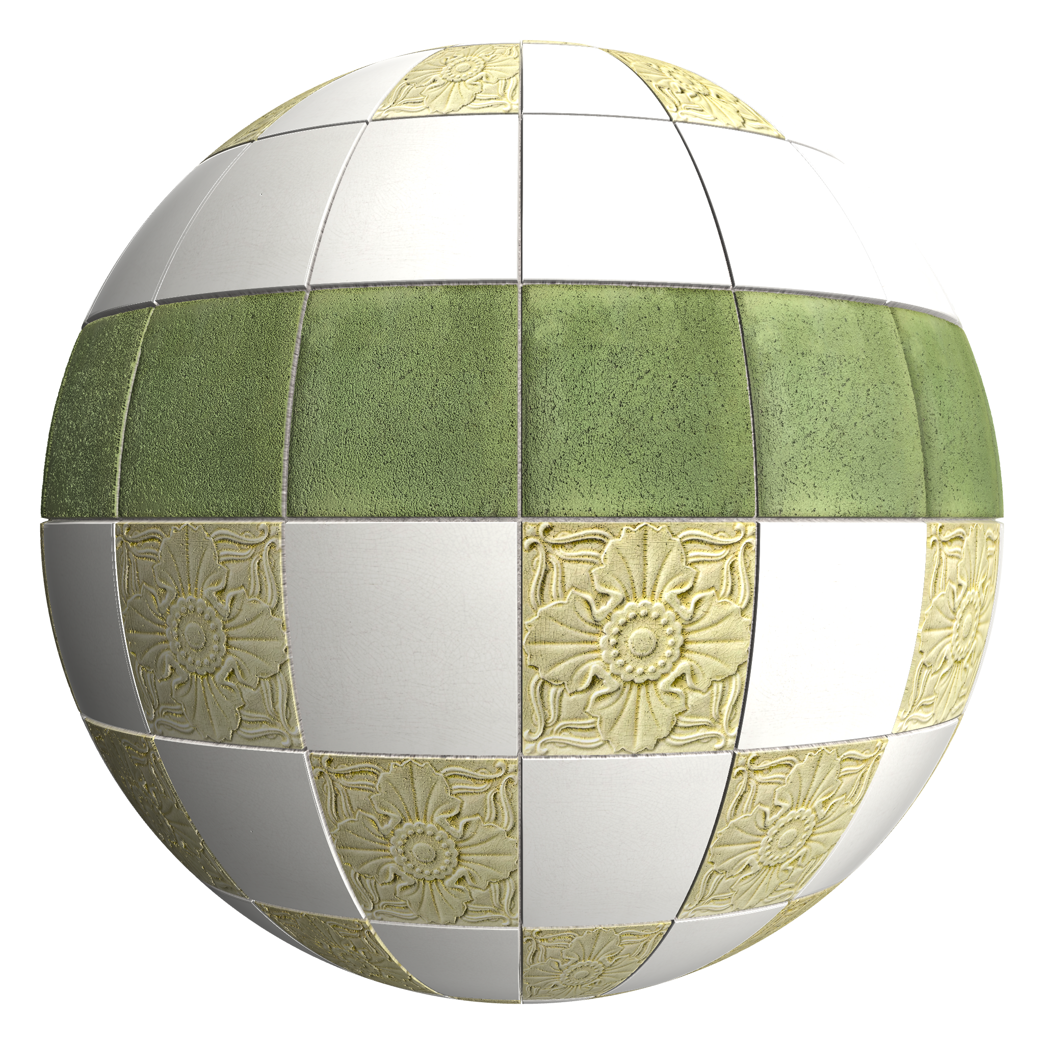 3D sphere preview of West End Tenement Tile, Stack seamless texture