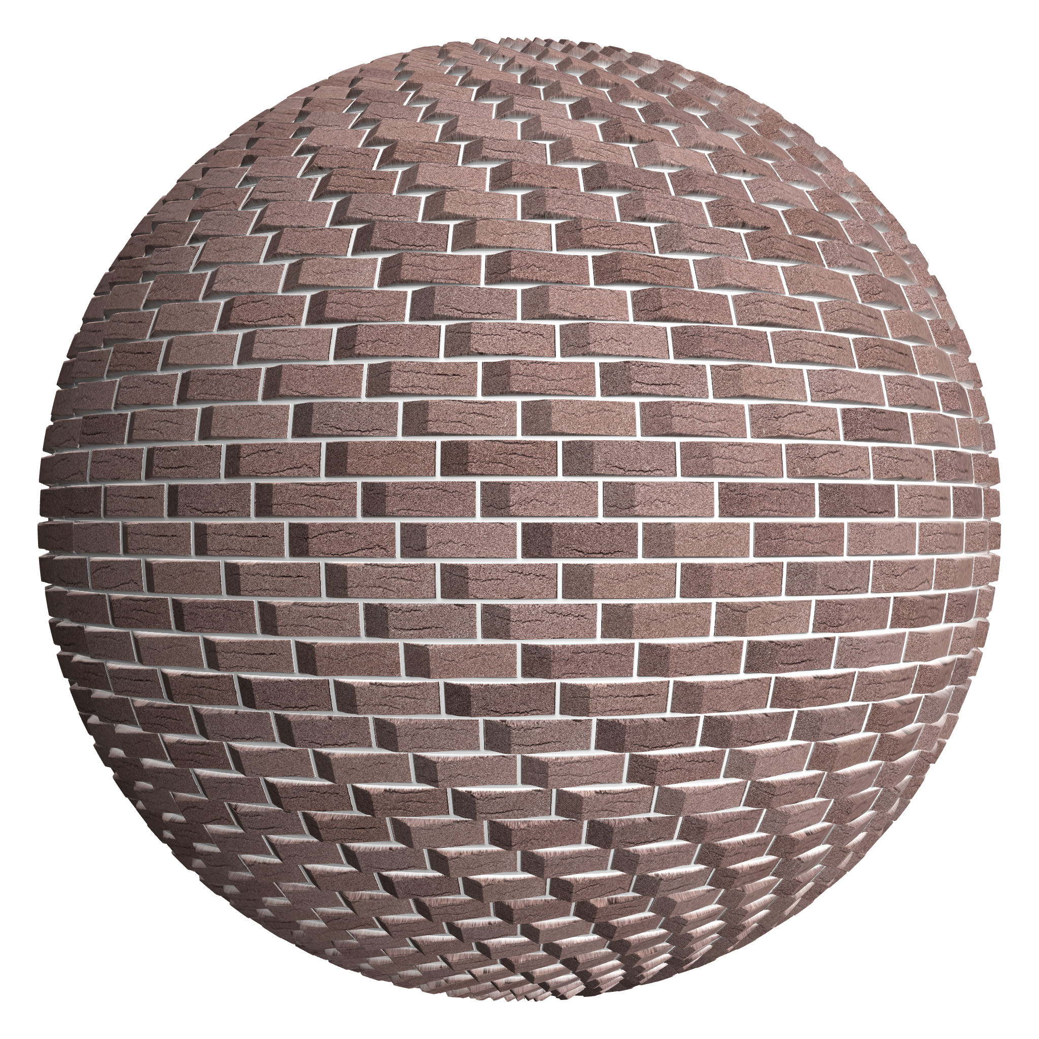 3D sphere preview of Extruded Brick, 1/3 Stretcher seamless texture