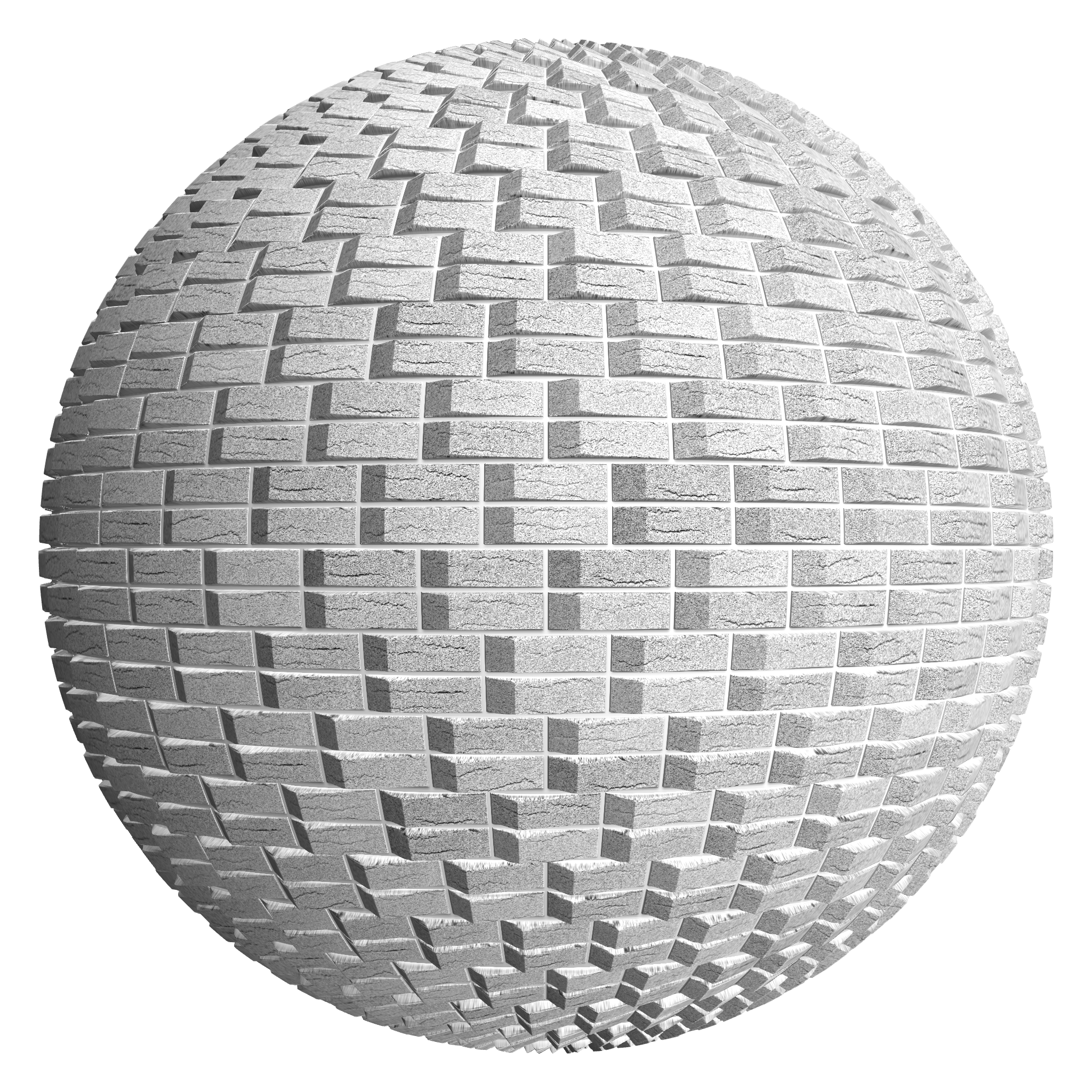 3D sphere preview of Extruded White Brick, Double Stretcher seamless texture