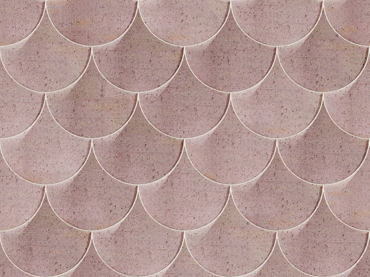 A seamless brick texture with even drag brick units arranged in a Fishscale pattern