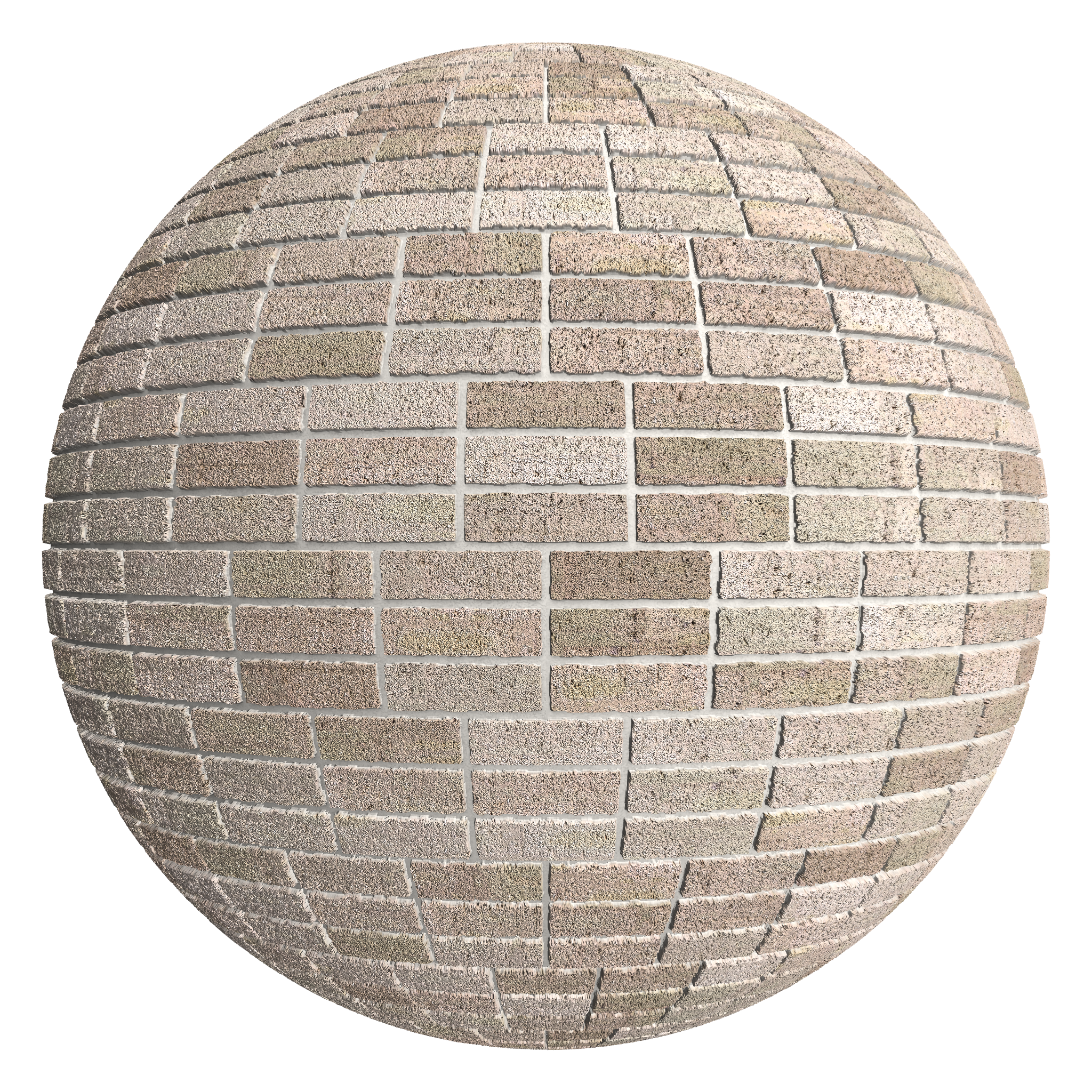 3D sphere preview of Even Drag Brick, Triple Stretcher seamless texture