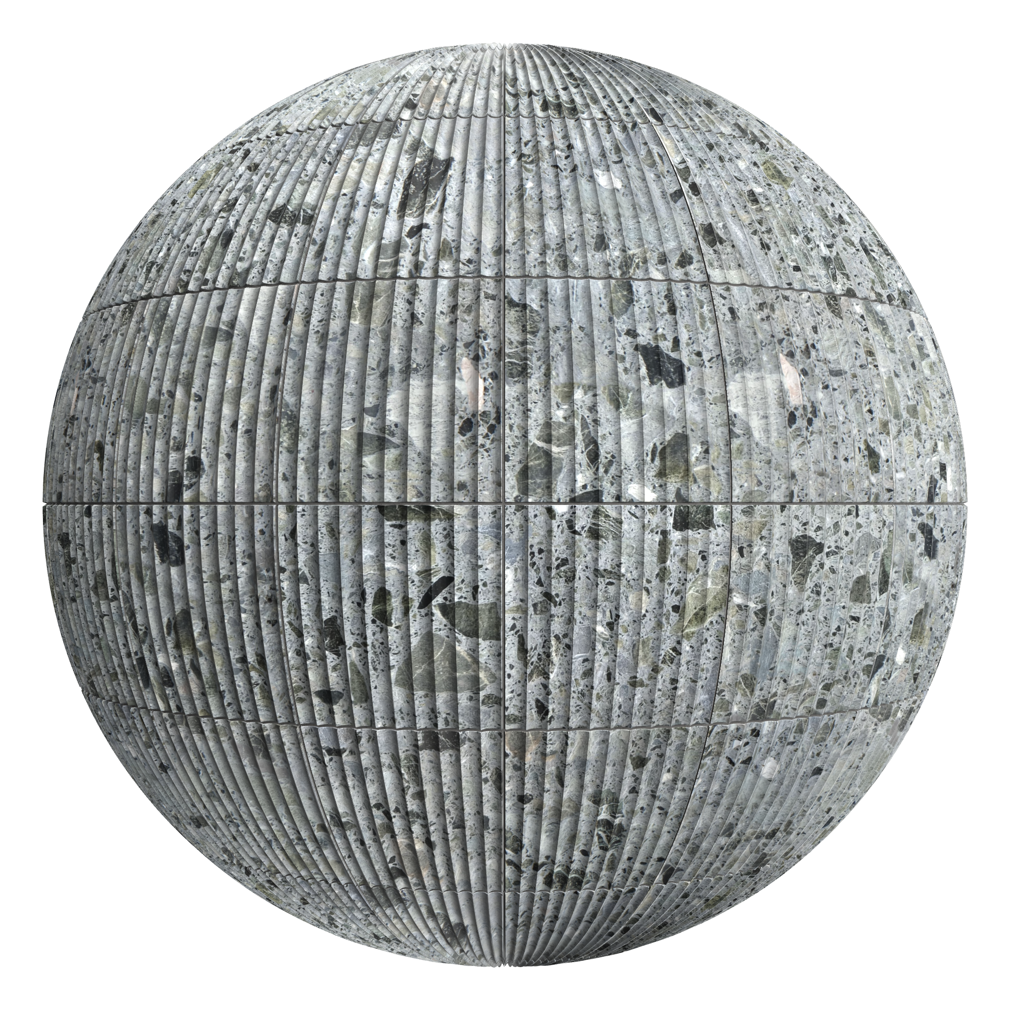 3D sphere preview of Fluted Meadow Terrazzo, Stack seamless texture