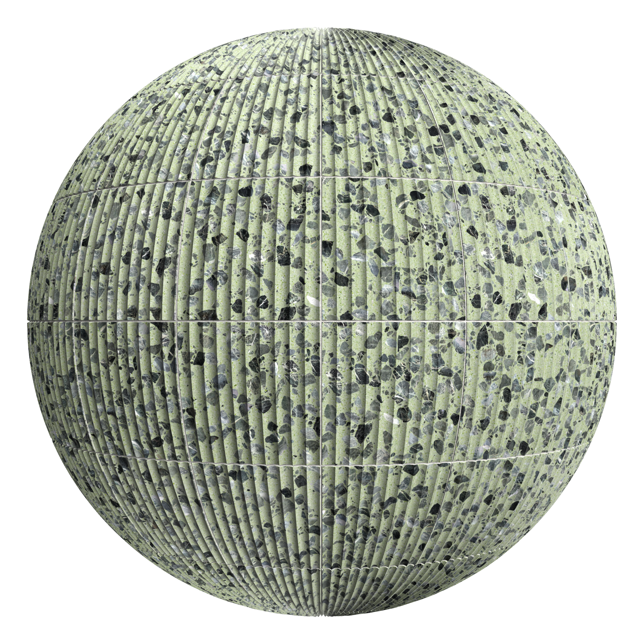 3D sphere preview of Fluted Miskas Terrazzo, Stack seamless texture