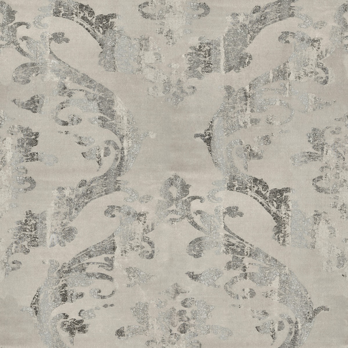 A seamless fabric texture with ornamental grey velvet units arranged in a None pattern