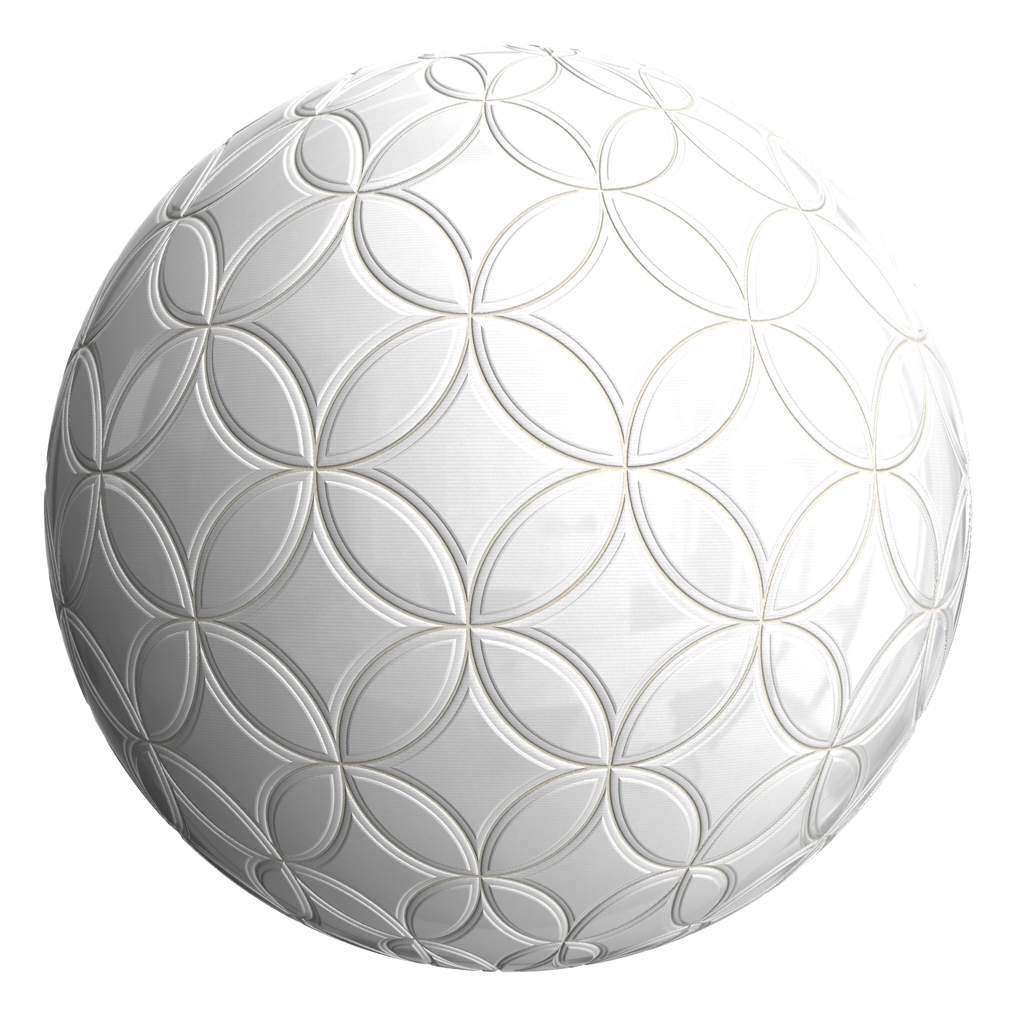 3D sphere preview of Pinstripe Glazed Tile, Intersecting Circle seamless texture
