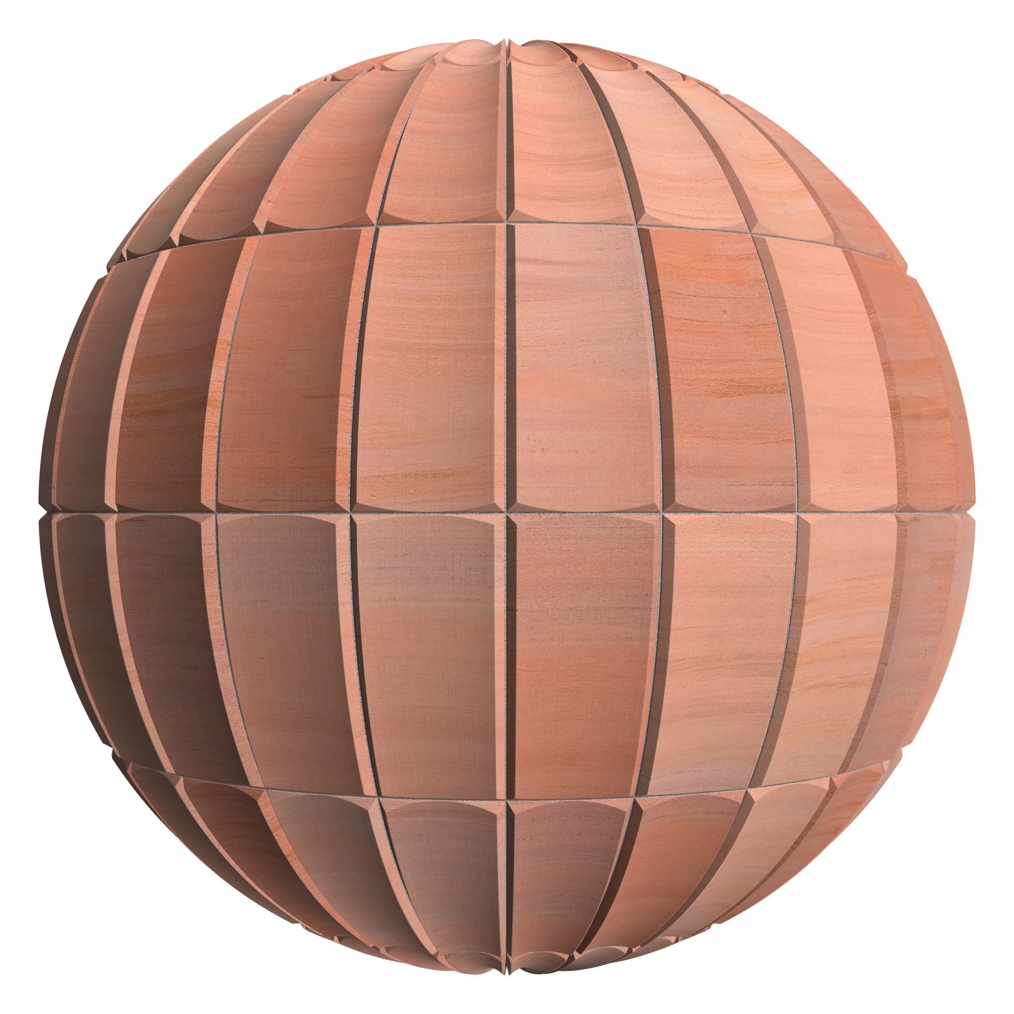 3D sphere preview of Fluted Red Sandstone, Stack seamless texture