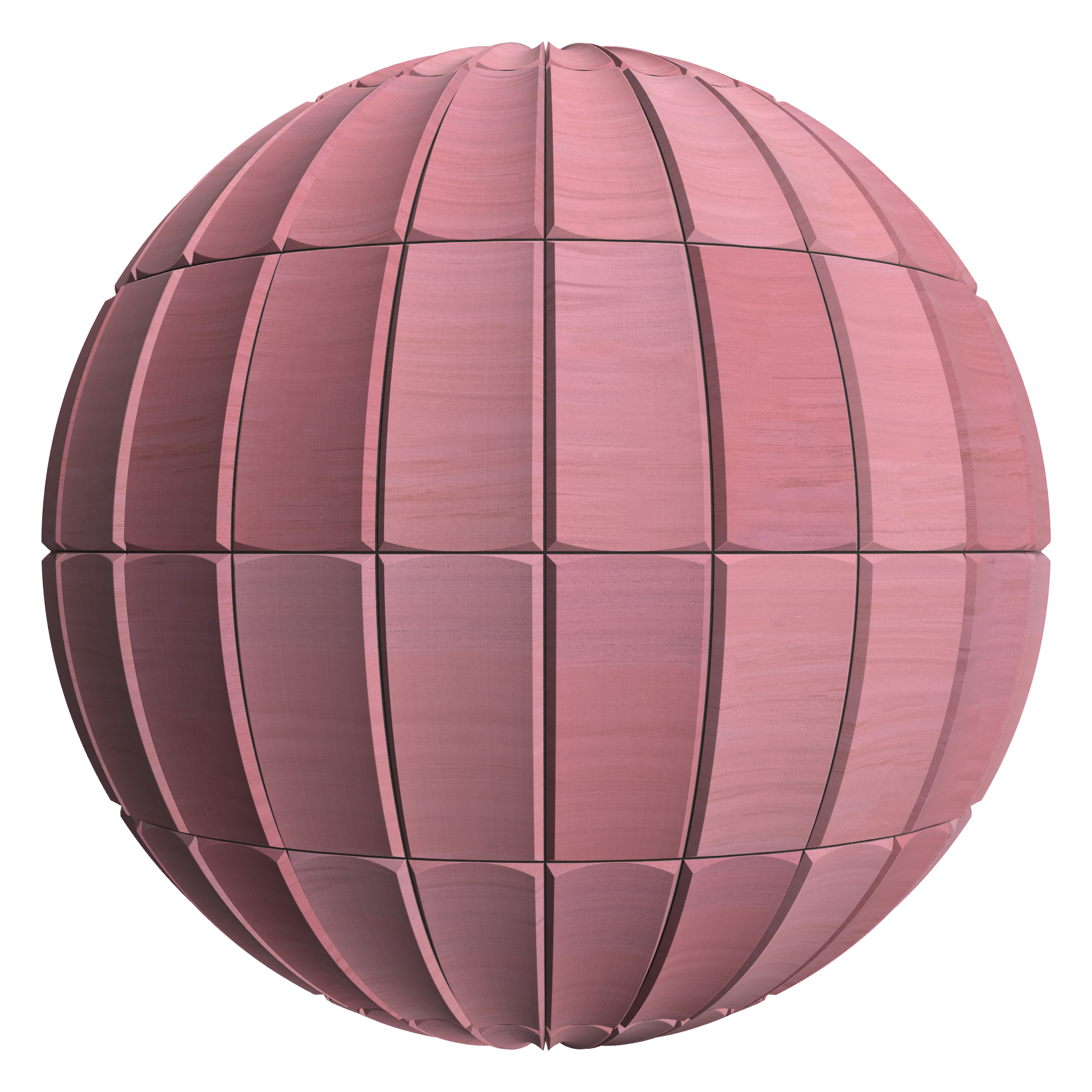 3D sphere preview of Fluted Red Sandstone, Stack seamless texture