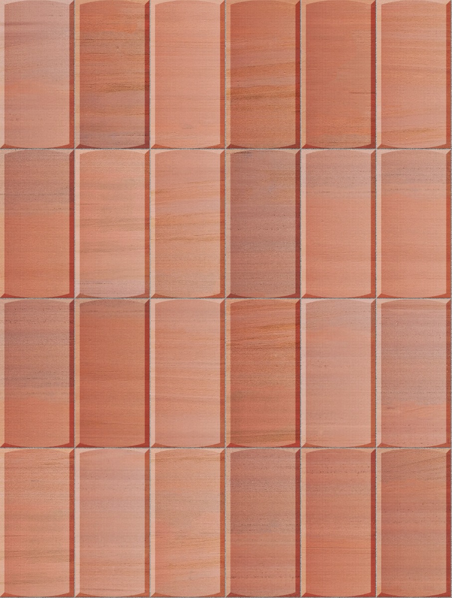 A seamless stone texture with red sandstone blocks arranged in a Stack pattern