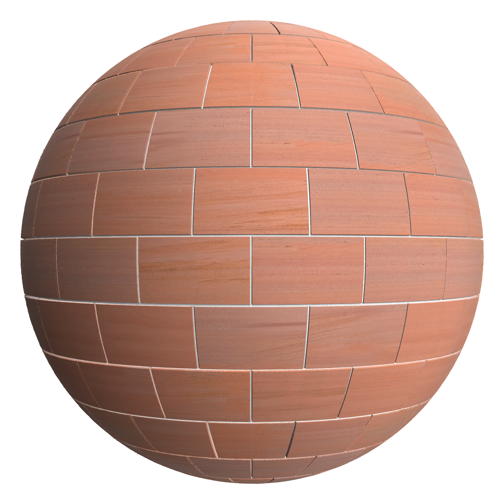 3D sphere preview of Red Sandstone, Stretcher seamless texture