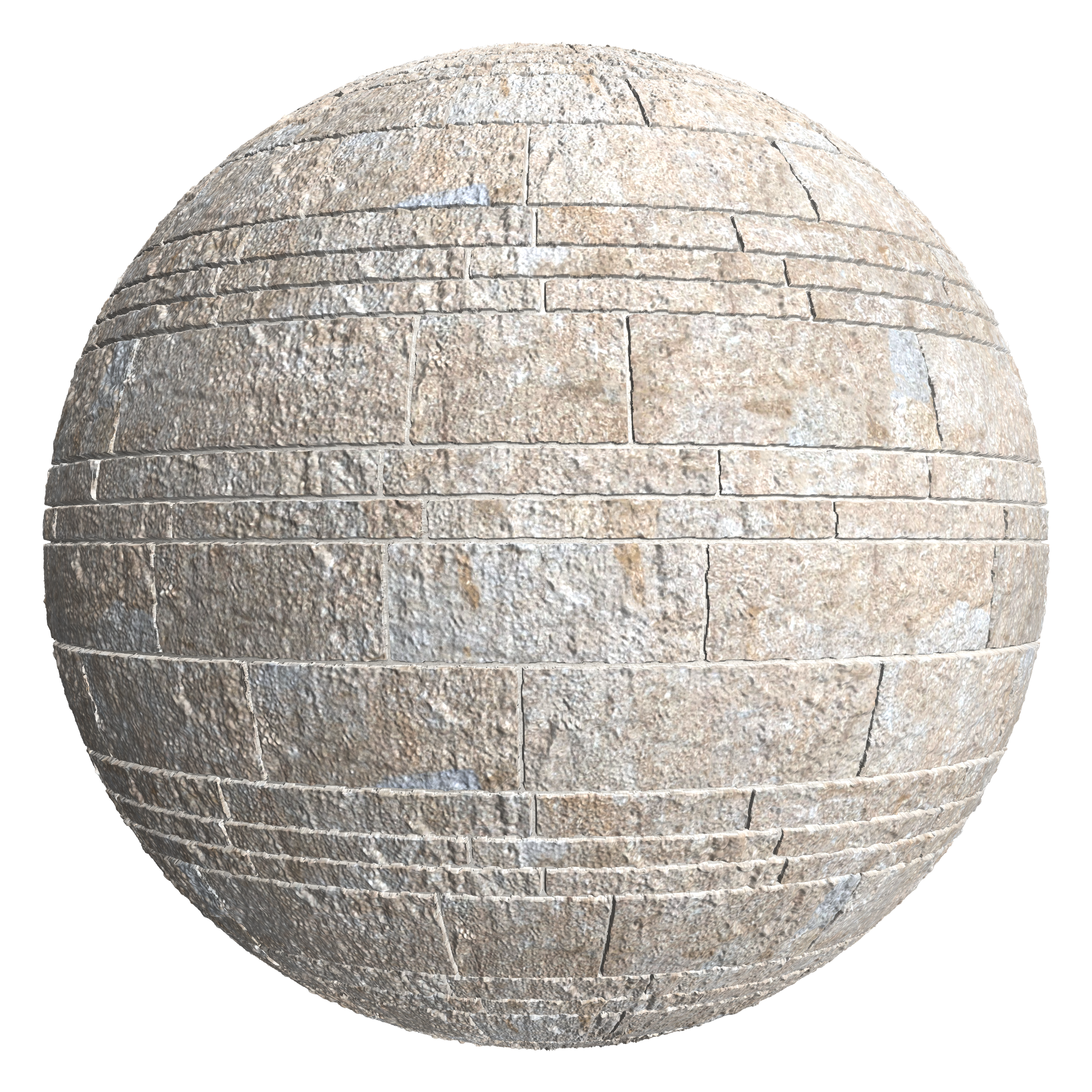 3D sphere preview of Weathered Limestone, Ashlar seamless texture