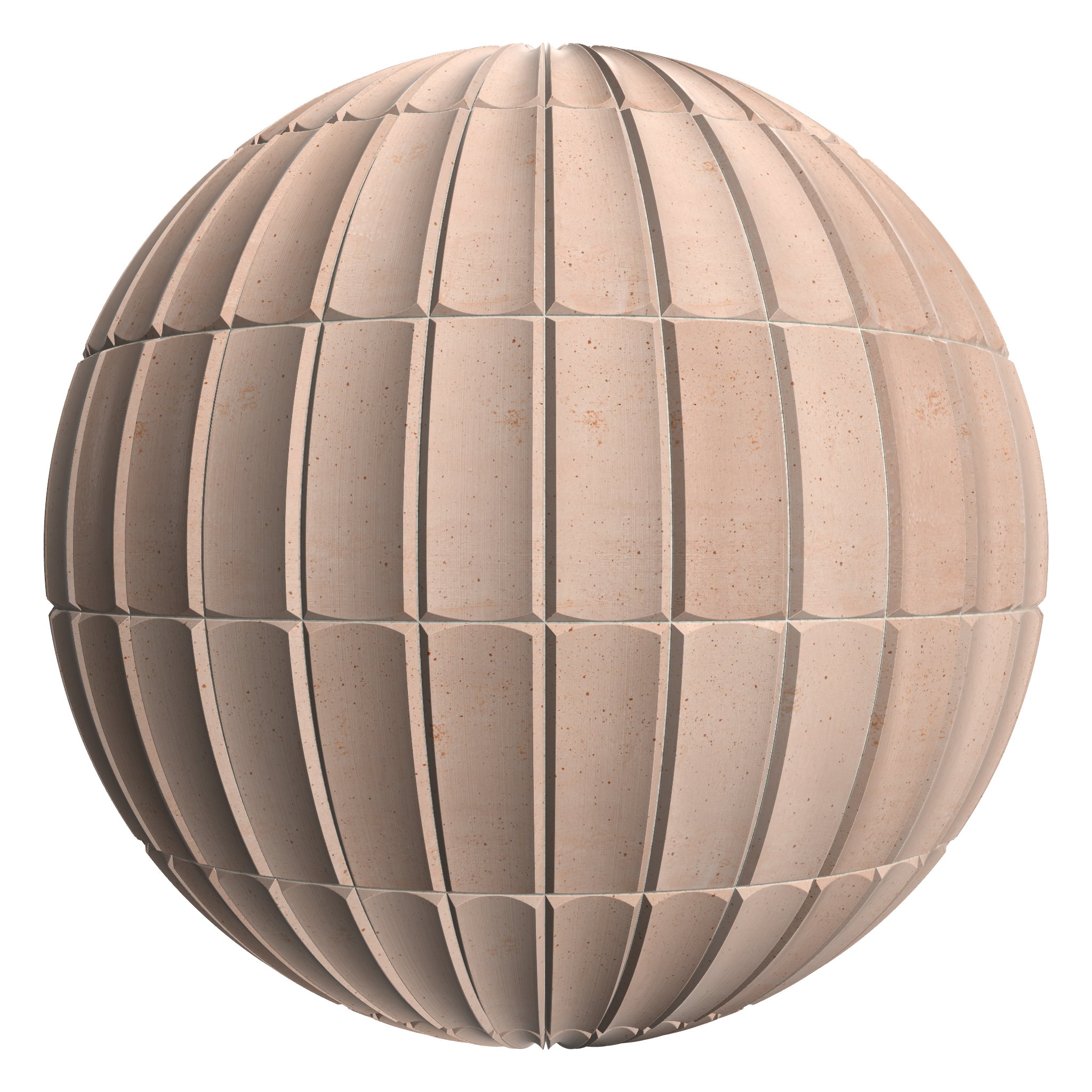 3D sphere preview of Fluted Terracotta Cladding, Stack seamless texture