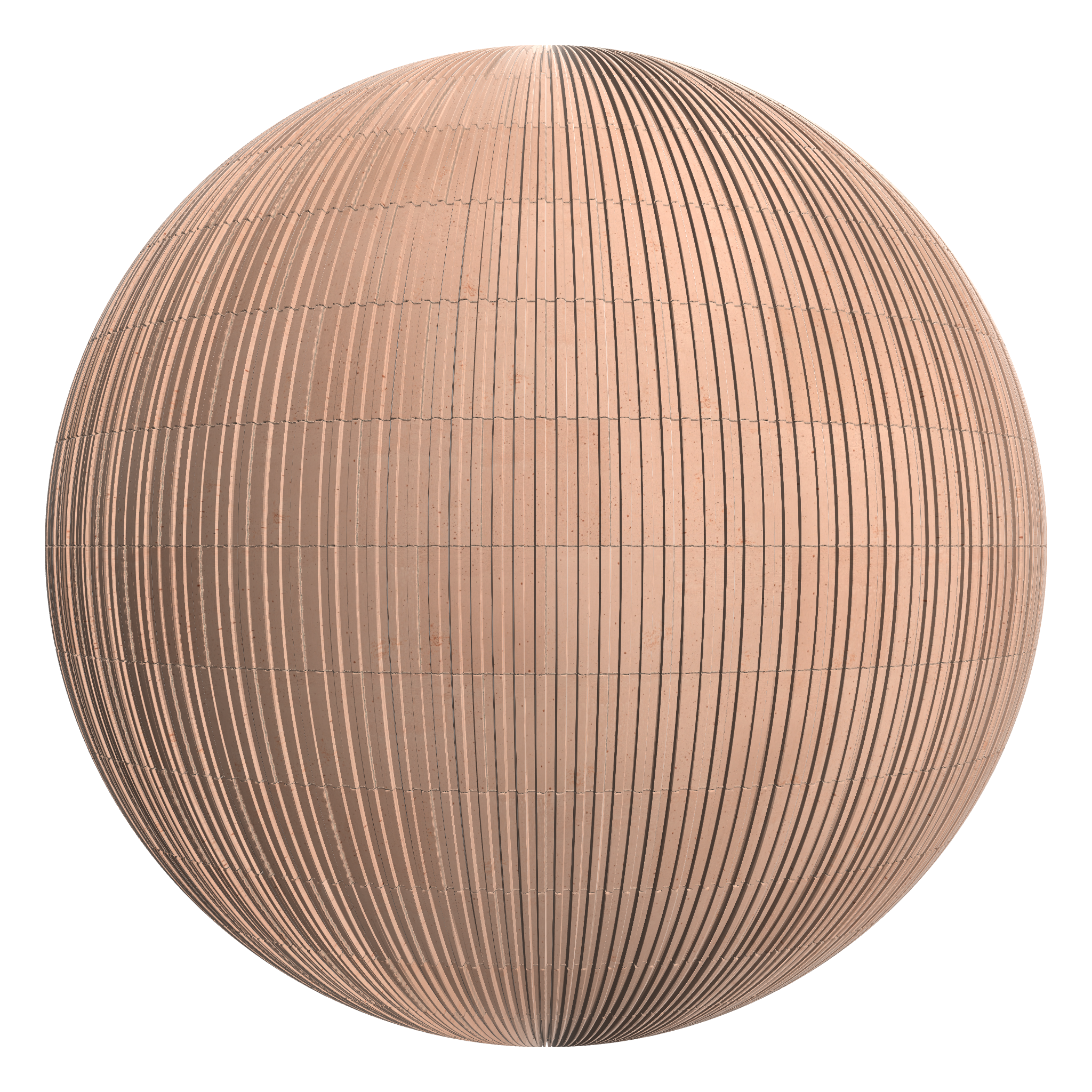 3D sphere preview of Square Grooved Terracotta Tile, Stretcher seamless texture