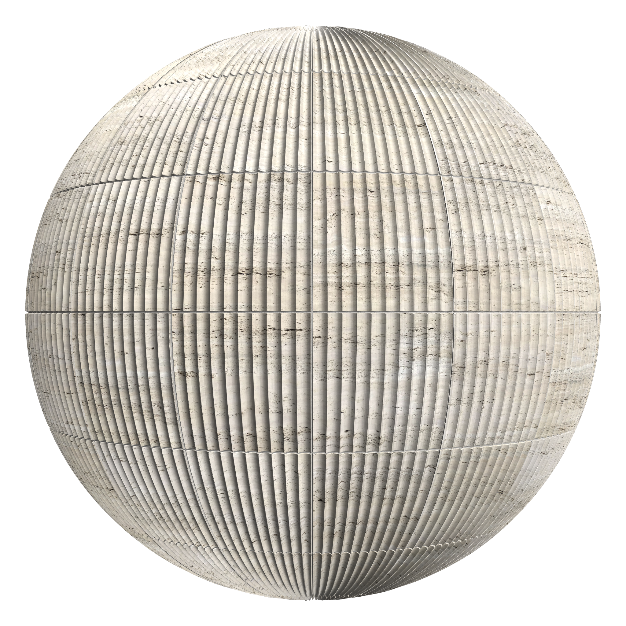 3D sphere preview of Fluted Travertine Tiles, Stack seamless texture