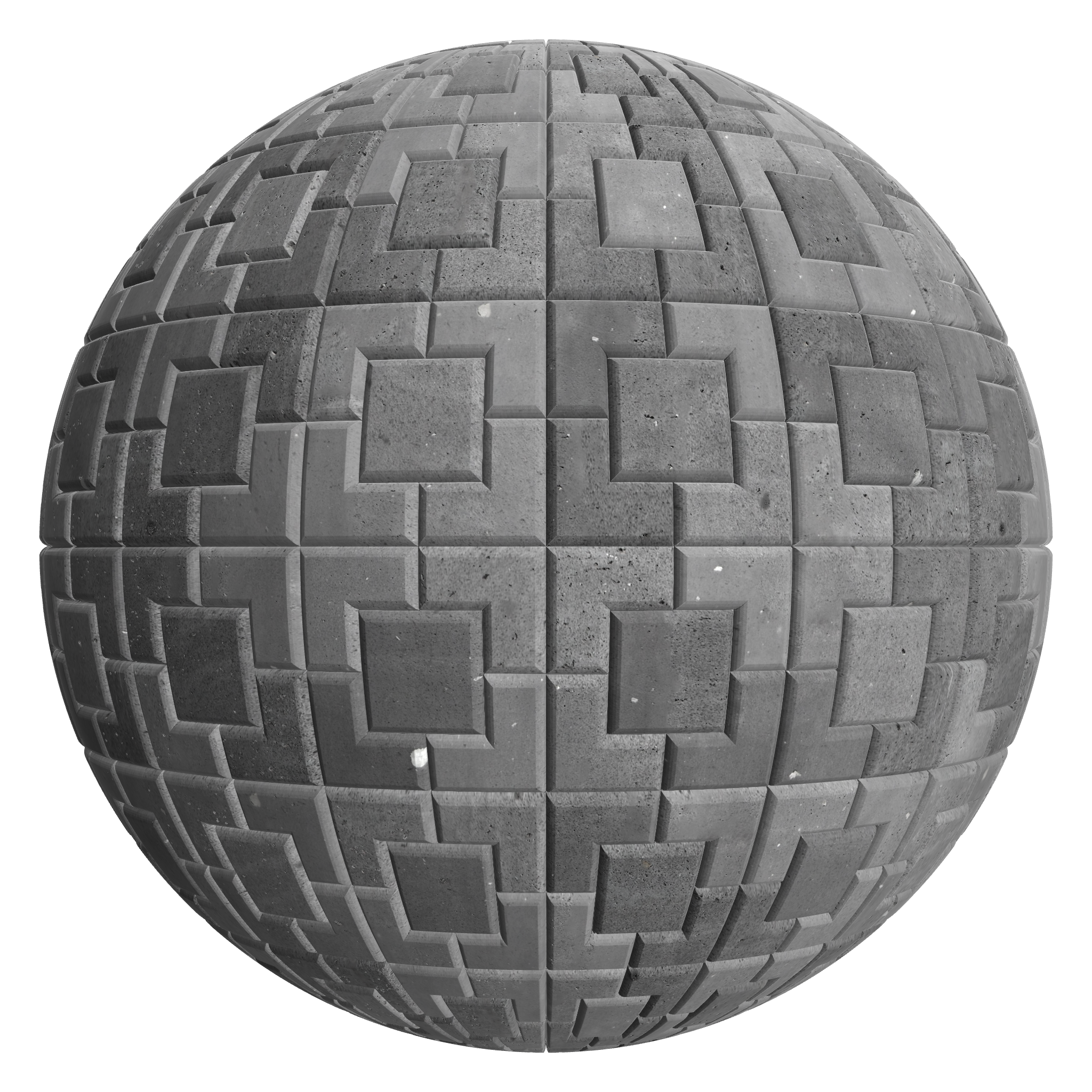 3D sphere preview of Basalt, Interlocking Rectangle with Square seamless texture