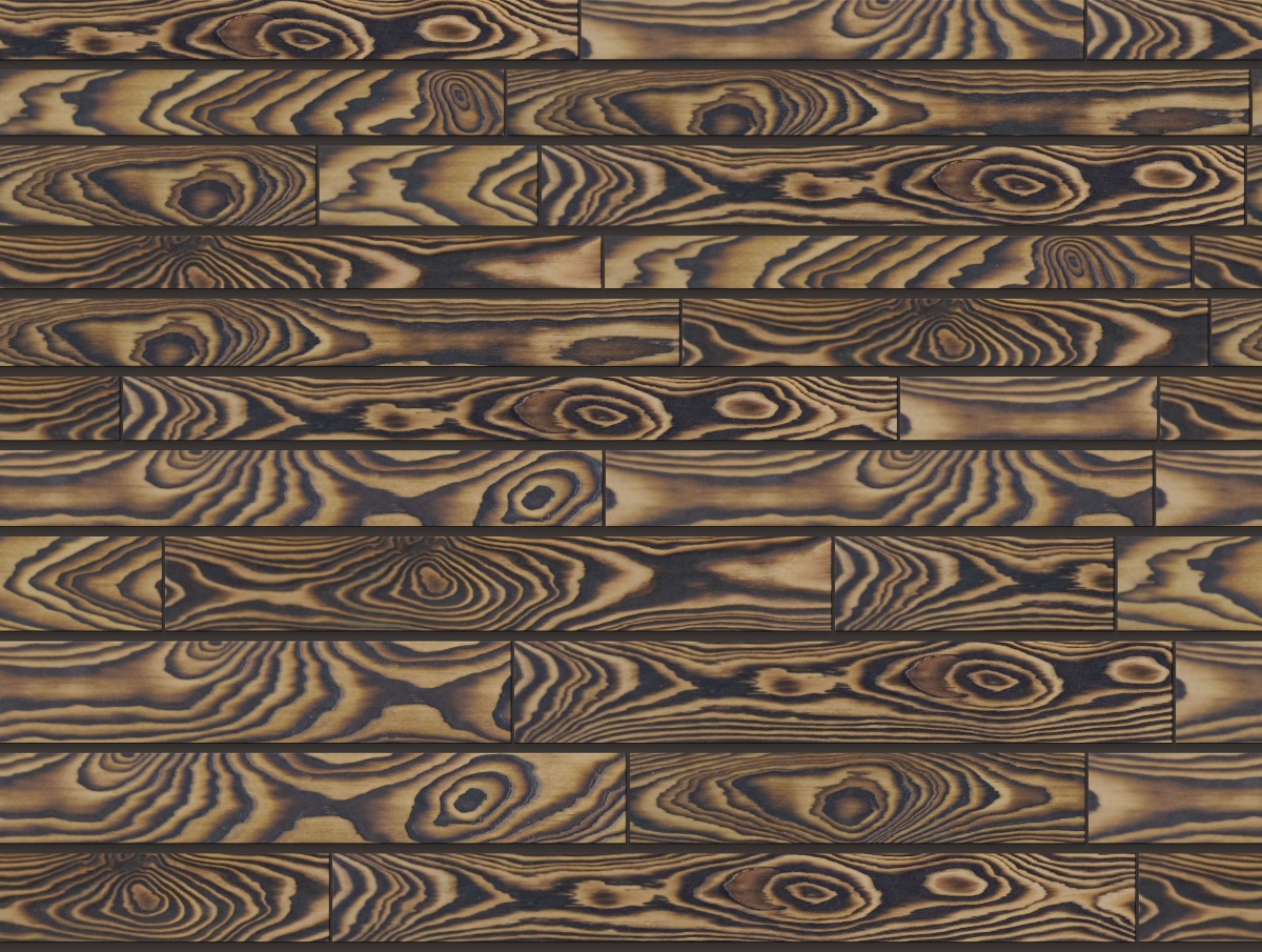 A seamless wood texture with burned brushed douglas boards arranged in a Ashlar pattern