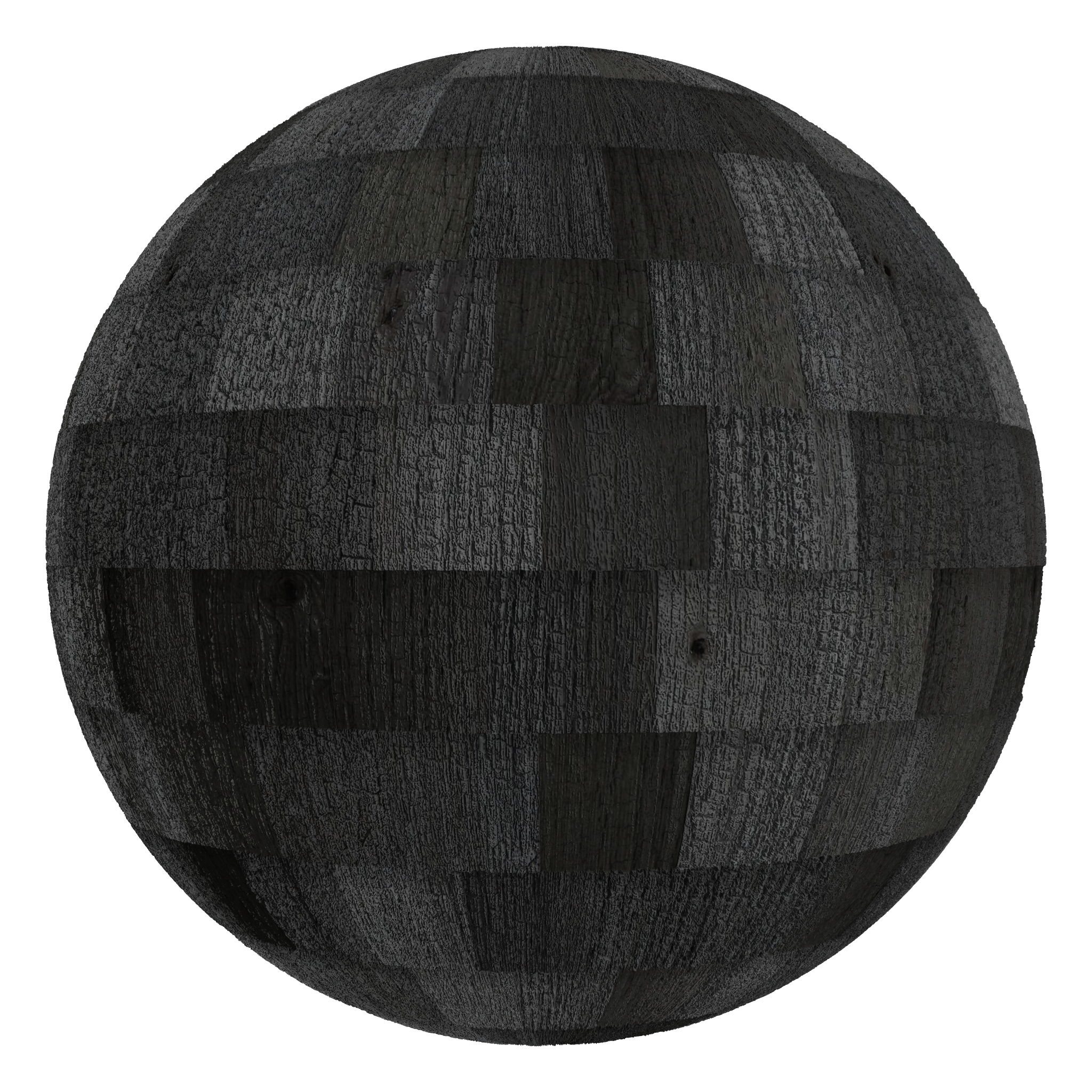 3D sphere preview of Charred Timber Shingles seamless texture
