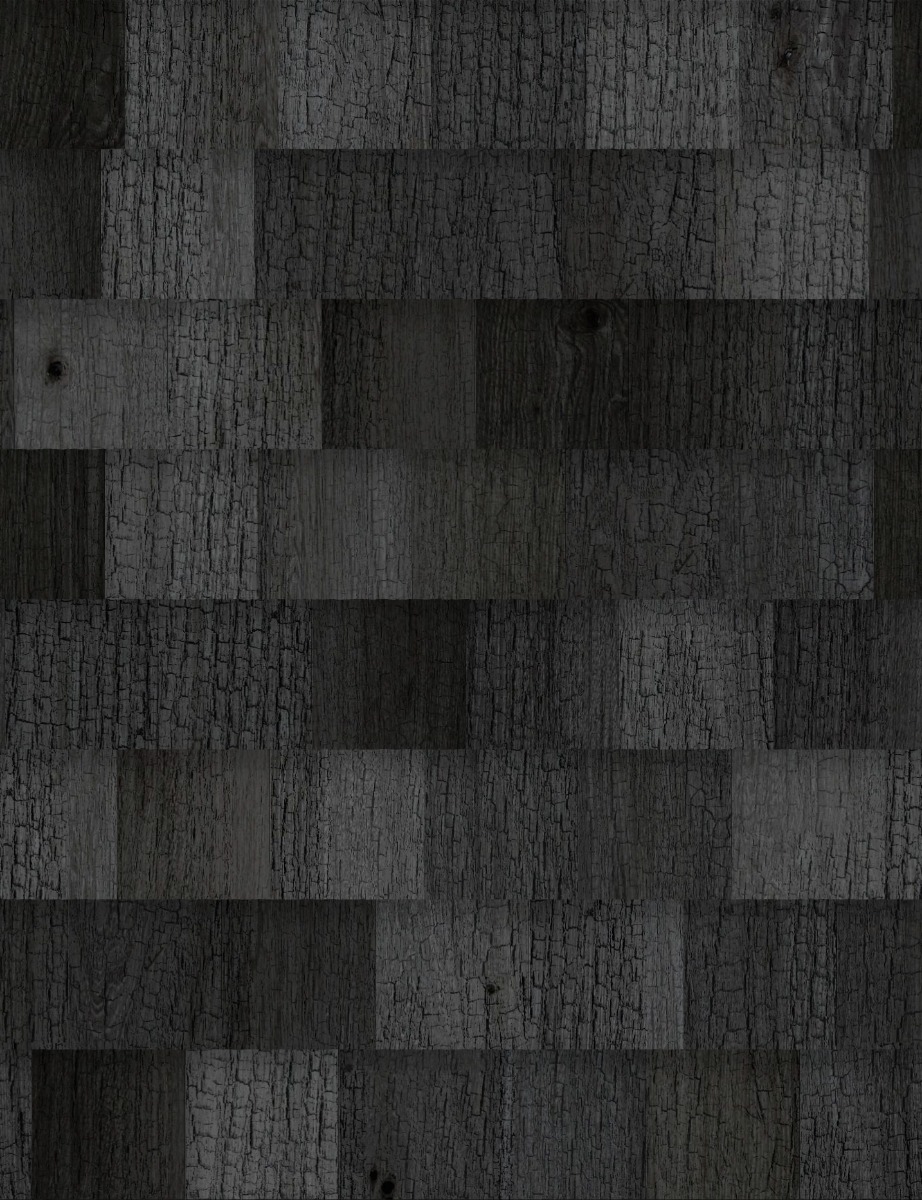 A seamless wood texture with charred timber boards arranged in a Staggered pattern