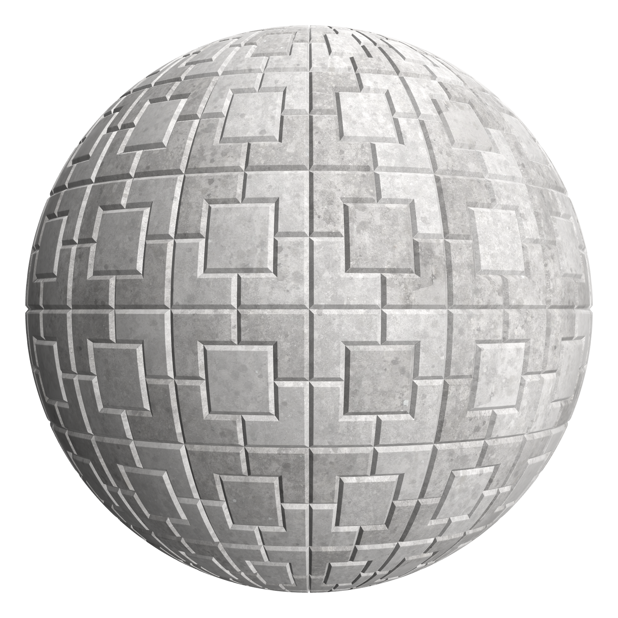 3D sphere preview of Concrete, Interlocking Rectangle with Square seamless texture