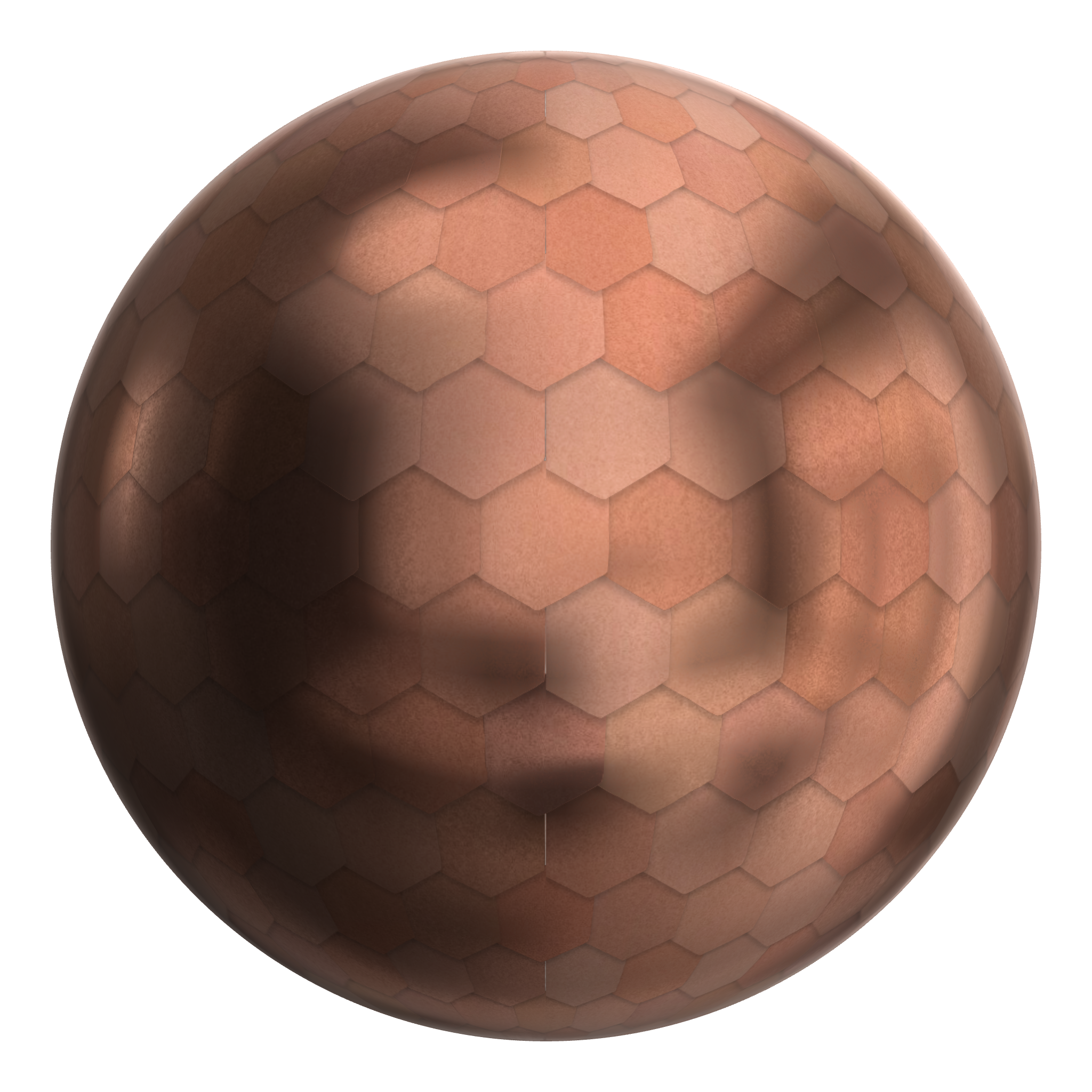 3D sphere preview of Copper, Hexagonal seamless texture