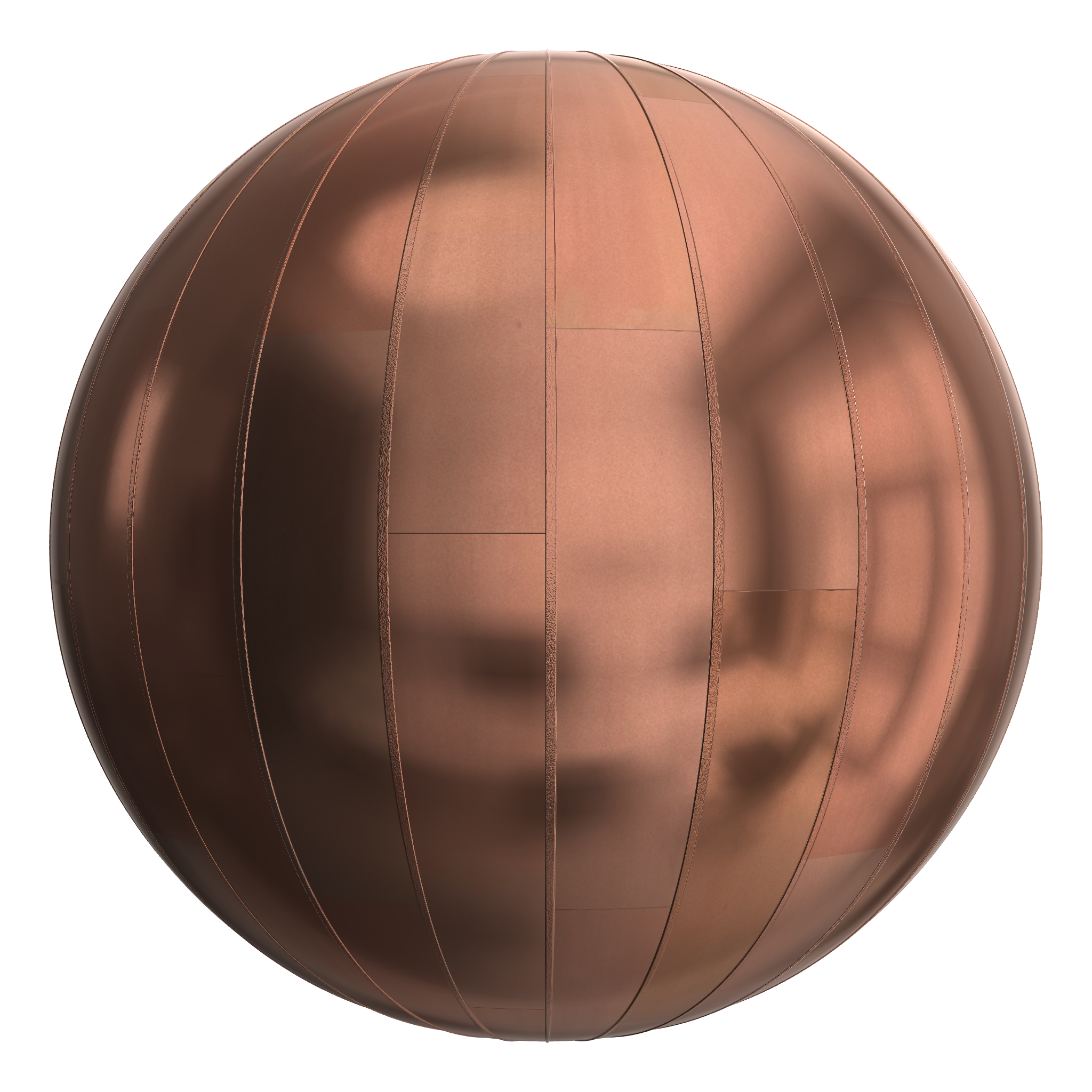 3D sphere preview of Standing Seam Copper, Staggered seamless texture