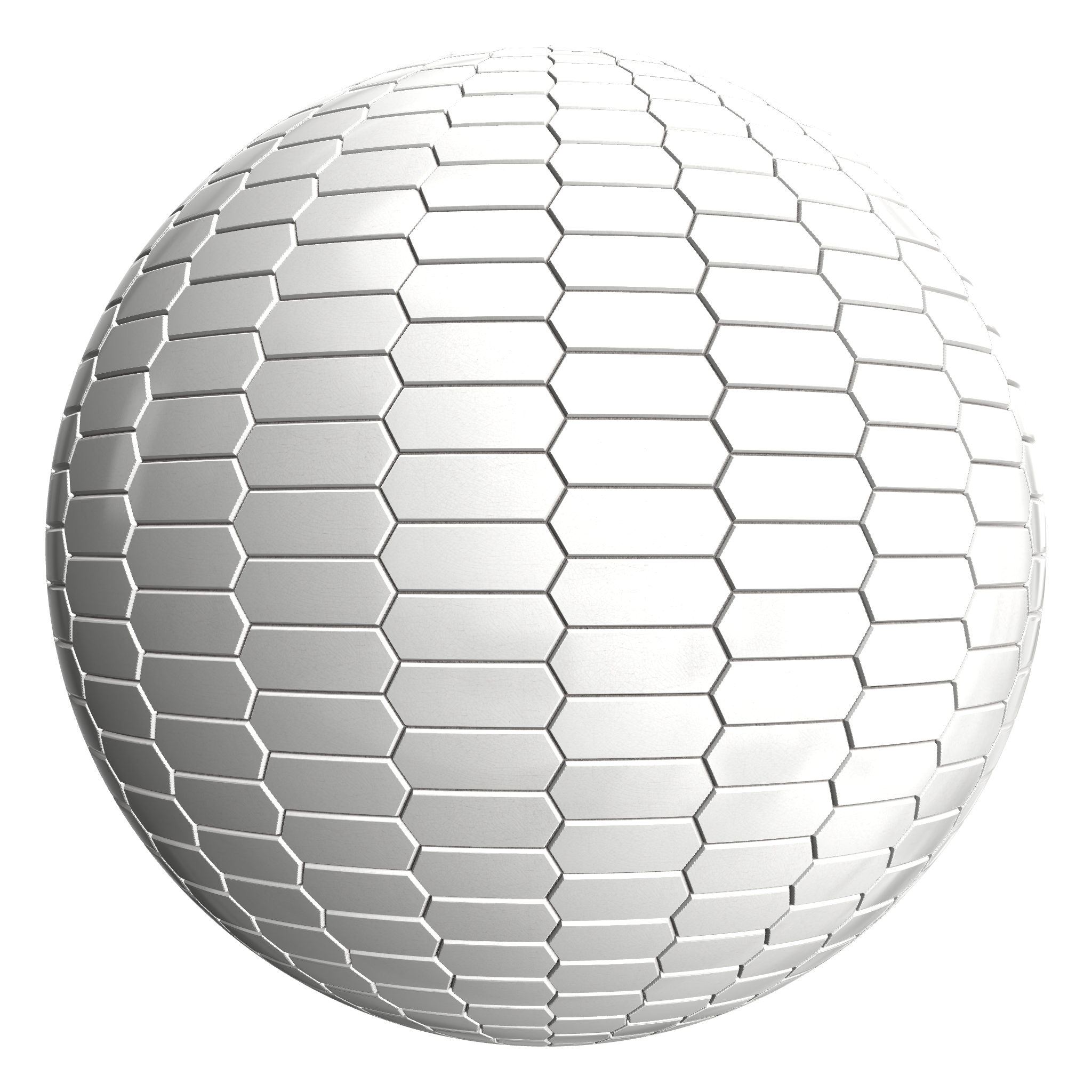 3D sphere preview of Crazing Tile, Variable Hexagon seamless texture