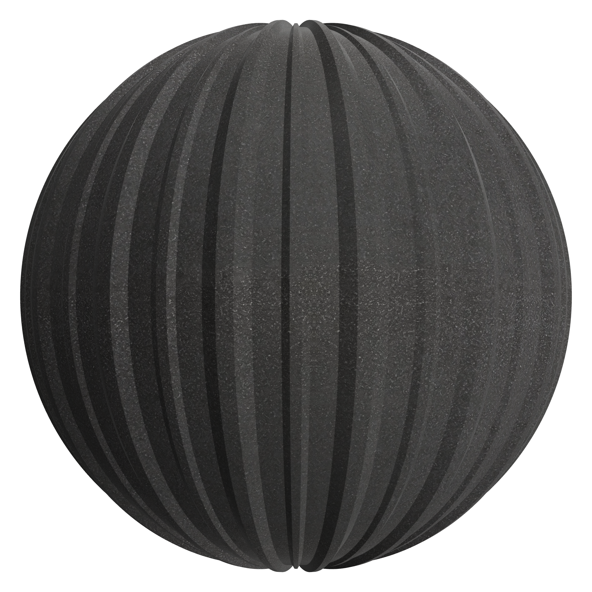 3D sphere preview of Corrugated Dark Matte Powder Coated Metal seamless texture