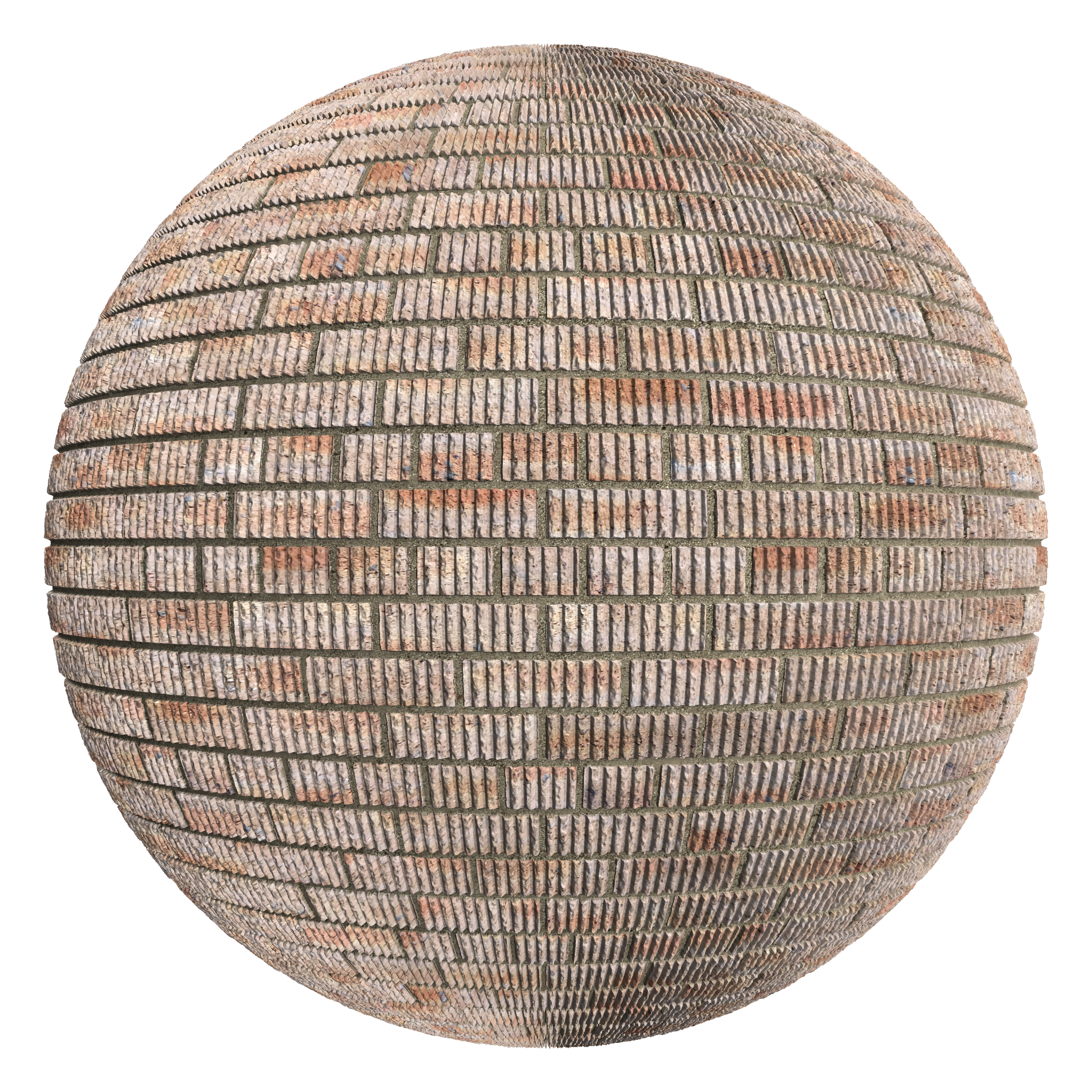 3D sphere preview of Grooved Dragfaced Brick, Common seamless texture