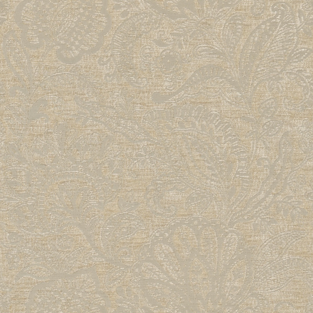 A seamless fabric texture with floral natural chenille units arranged in a None pattern