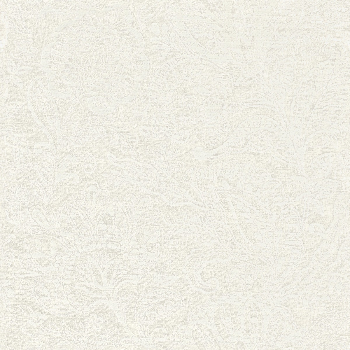 A seamless fabric texture with floral white chenille units arranged in a None pattern