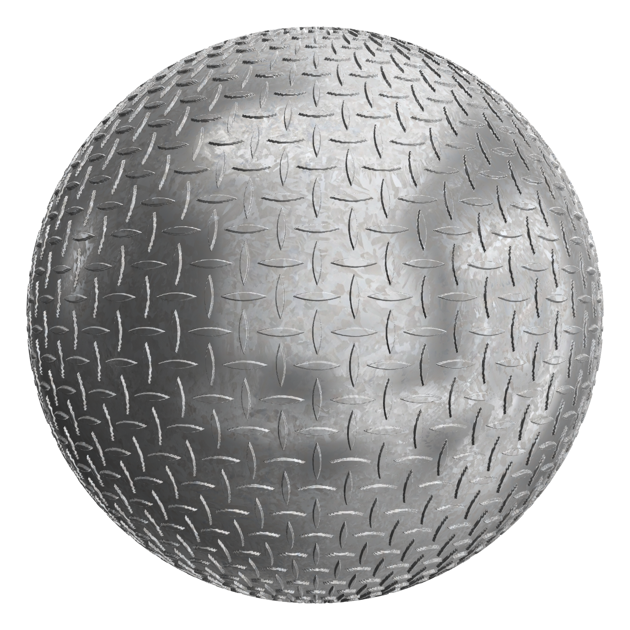 3D sphere preview of Single Bar Diamond Tread Galvanised Steel seamless texture