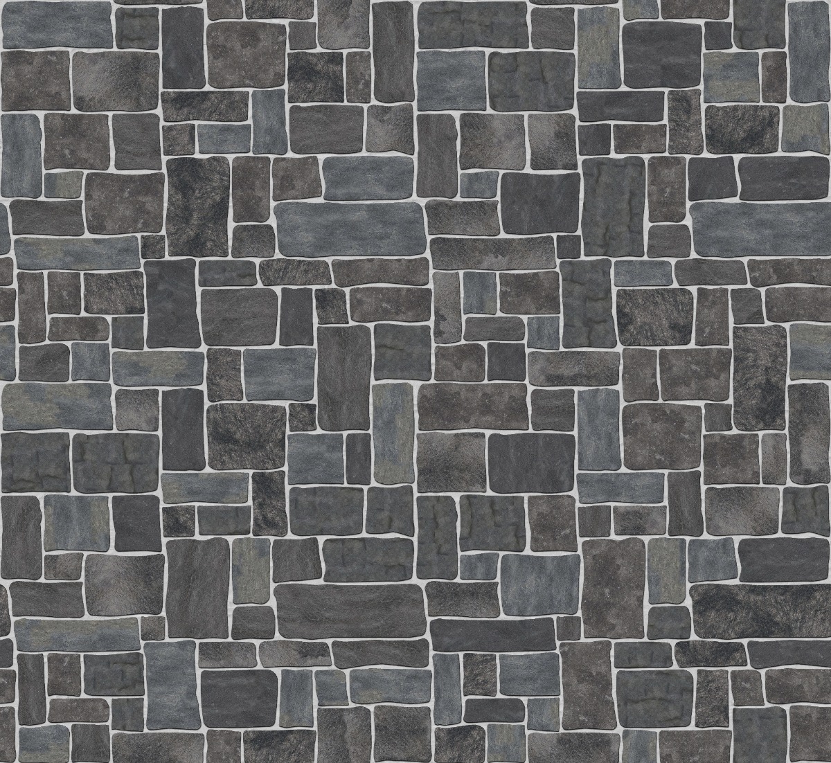 A seamless stone texture with granite - raven hill - split-face seam face surface - m749 blocks arranged in a Rough-Edge Squares & Rectangles - DP082 pattern