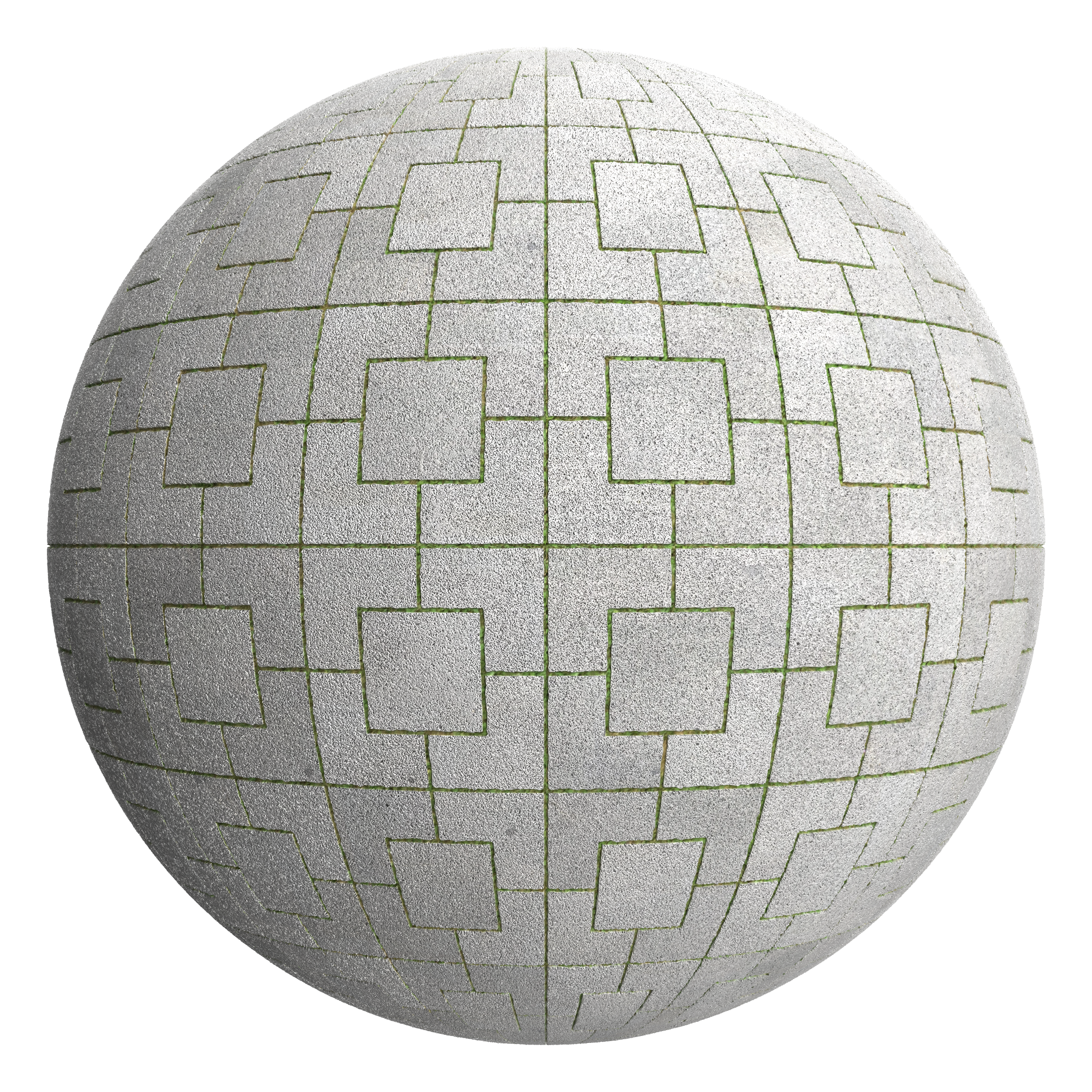 3D sphere preview of Granite, Interlocking Rectangle with Square seamless texture