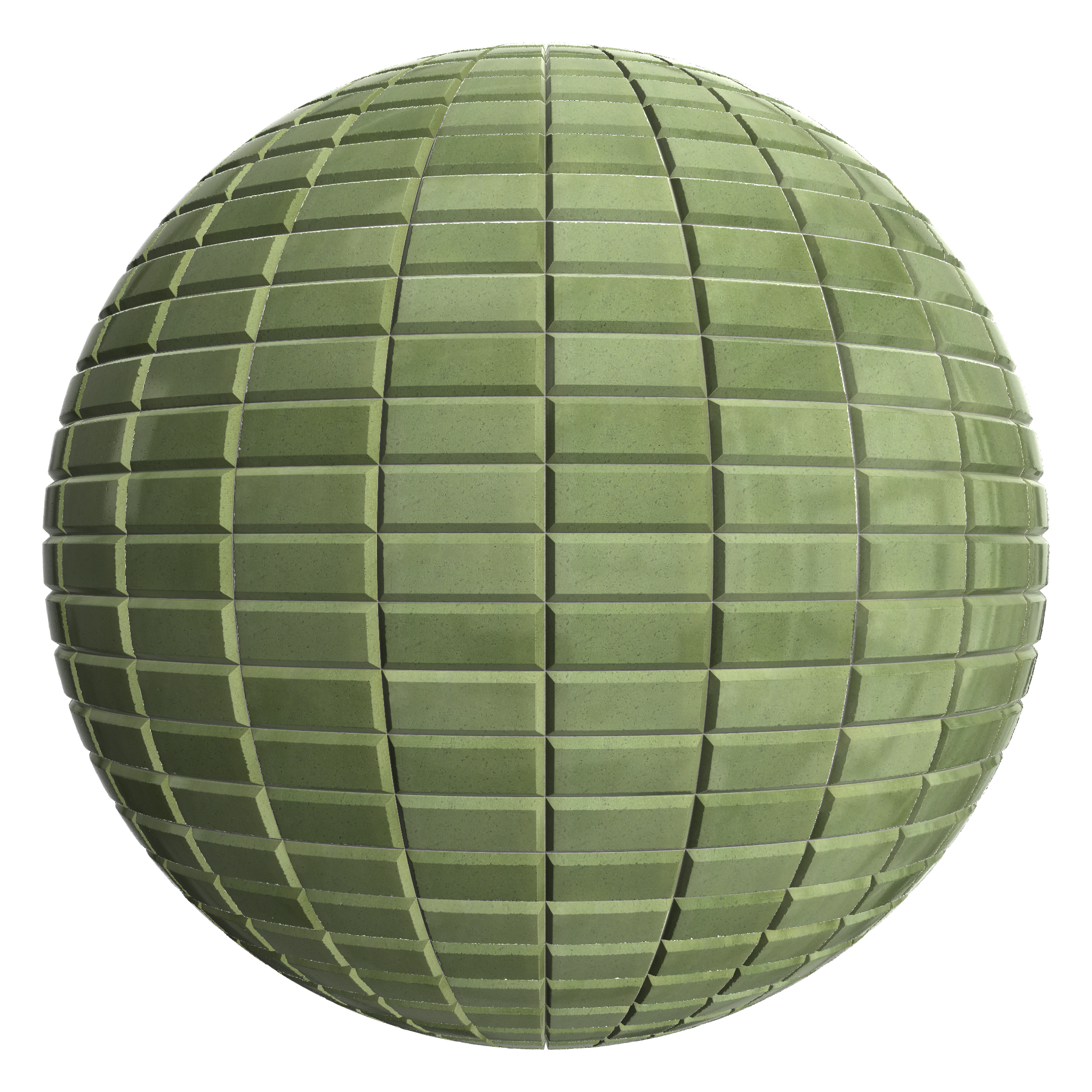 3D sphere preview of Chamfered Green Tile, Stack seamless texture