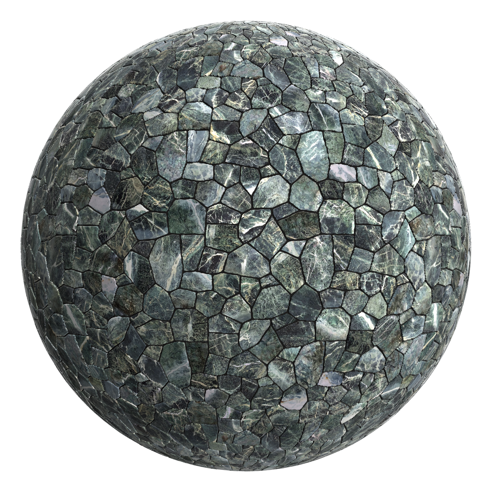 3D sphere preview of Green Marble, Rubble seamless texture