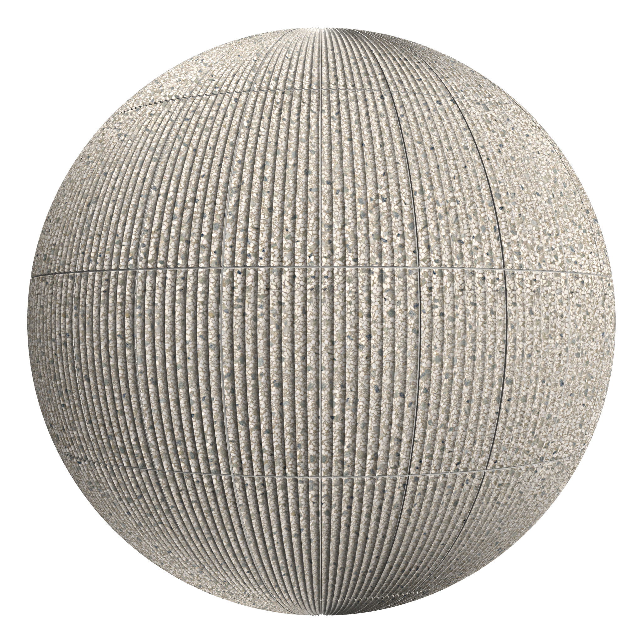 3D sphere preview of Fluted Greige Terrazzo, Stack seamless texture