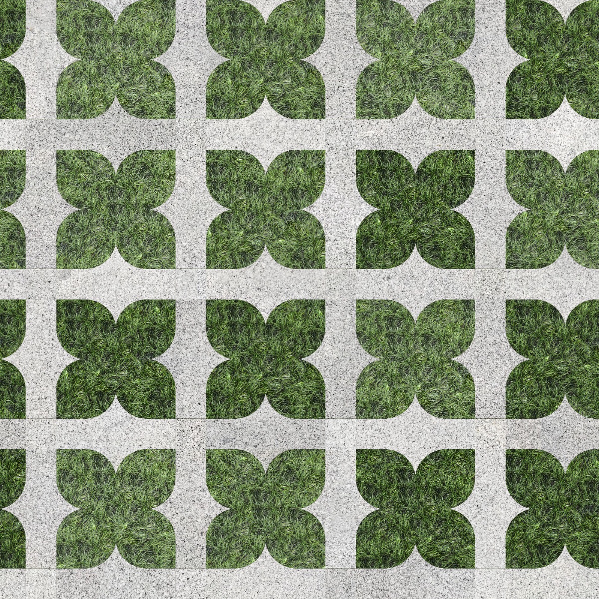 A seamless organic texture with granite units arranged in a Four Leaf pattern