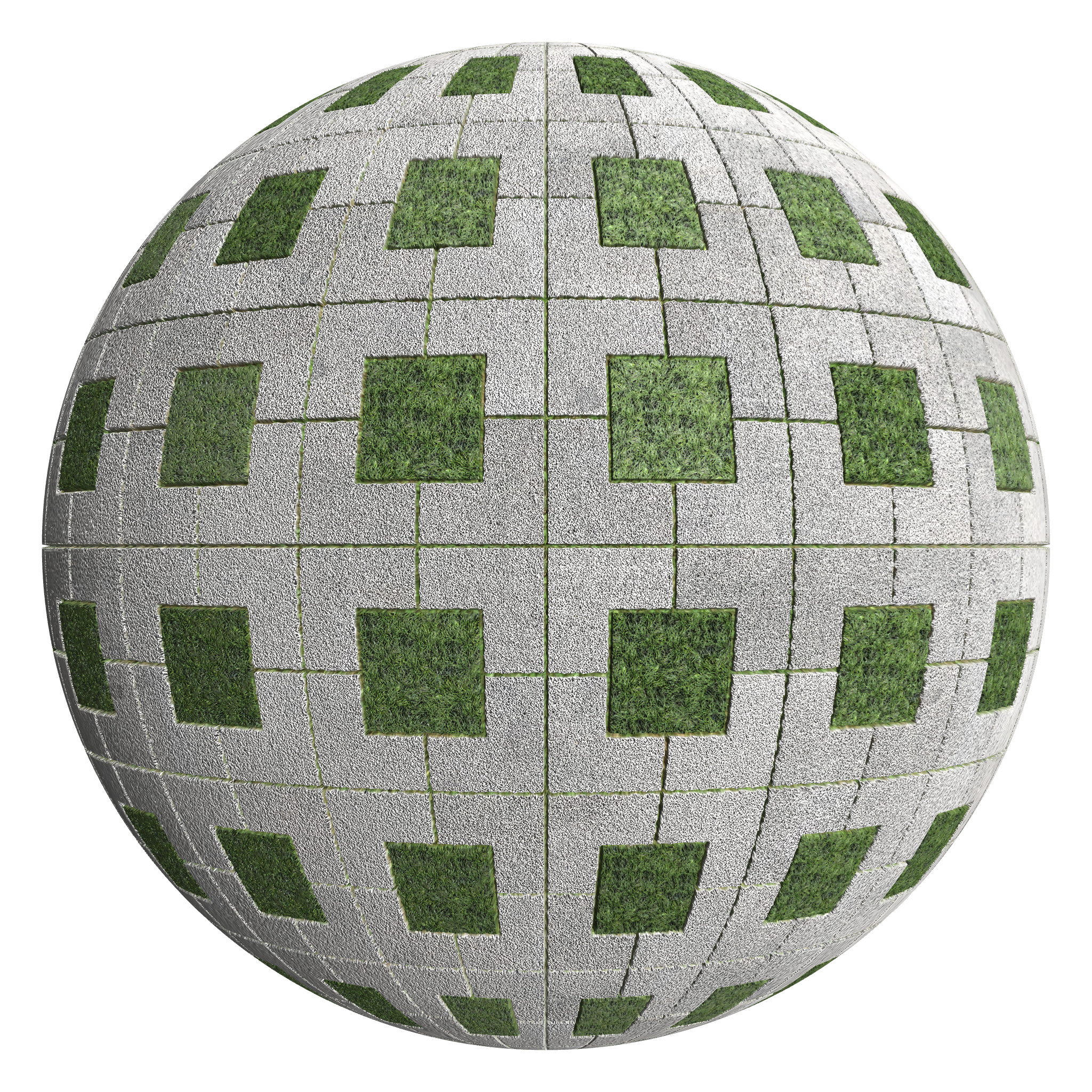 3D sphere preview of Mondo Grass, Interlocking Rectangle with Square seamless texture